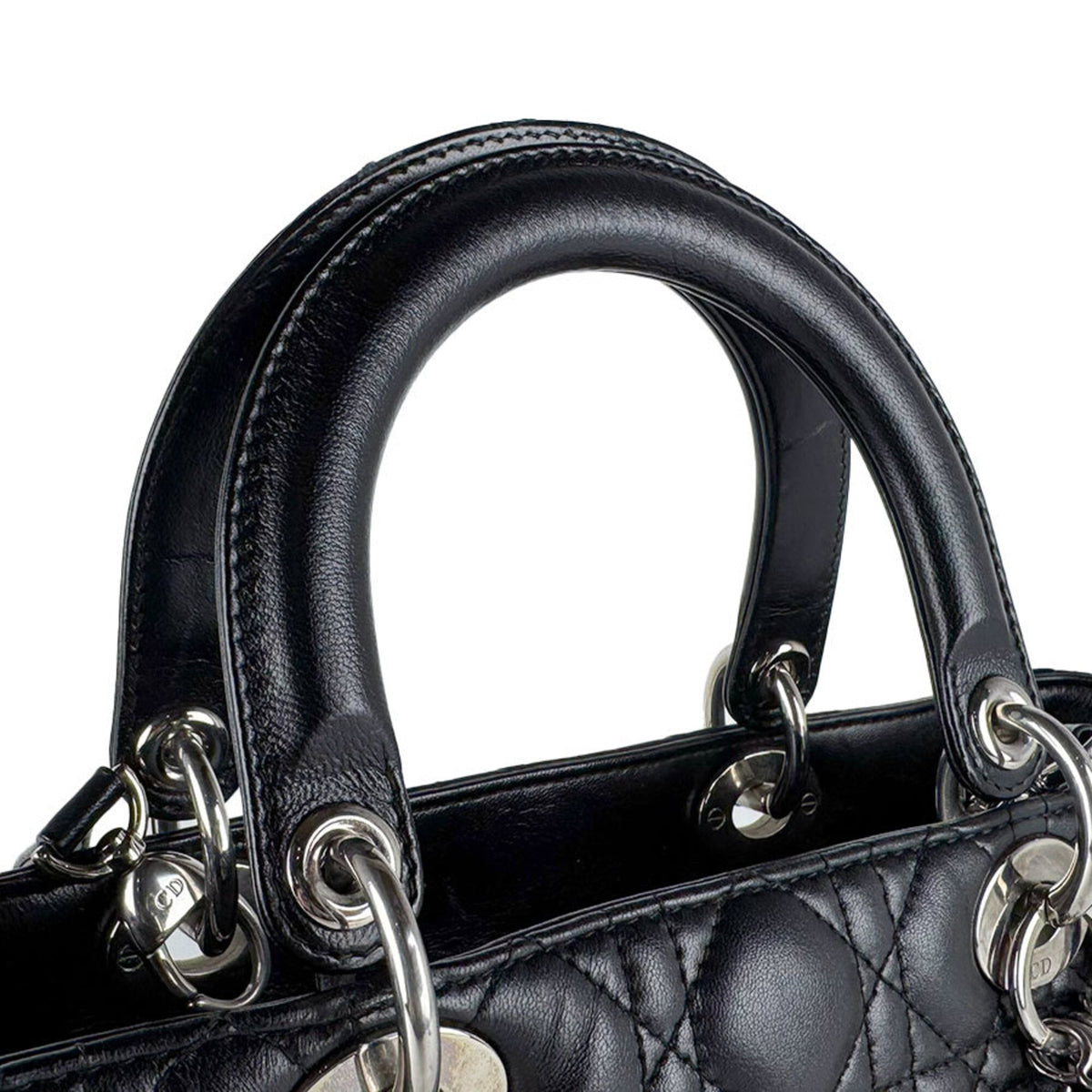 Christian Dior Black Leather Handbag Shoulder Bag (Pre-Owned)