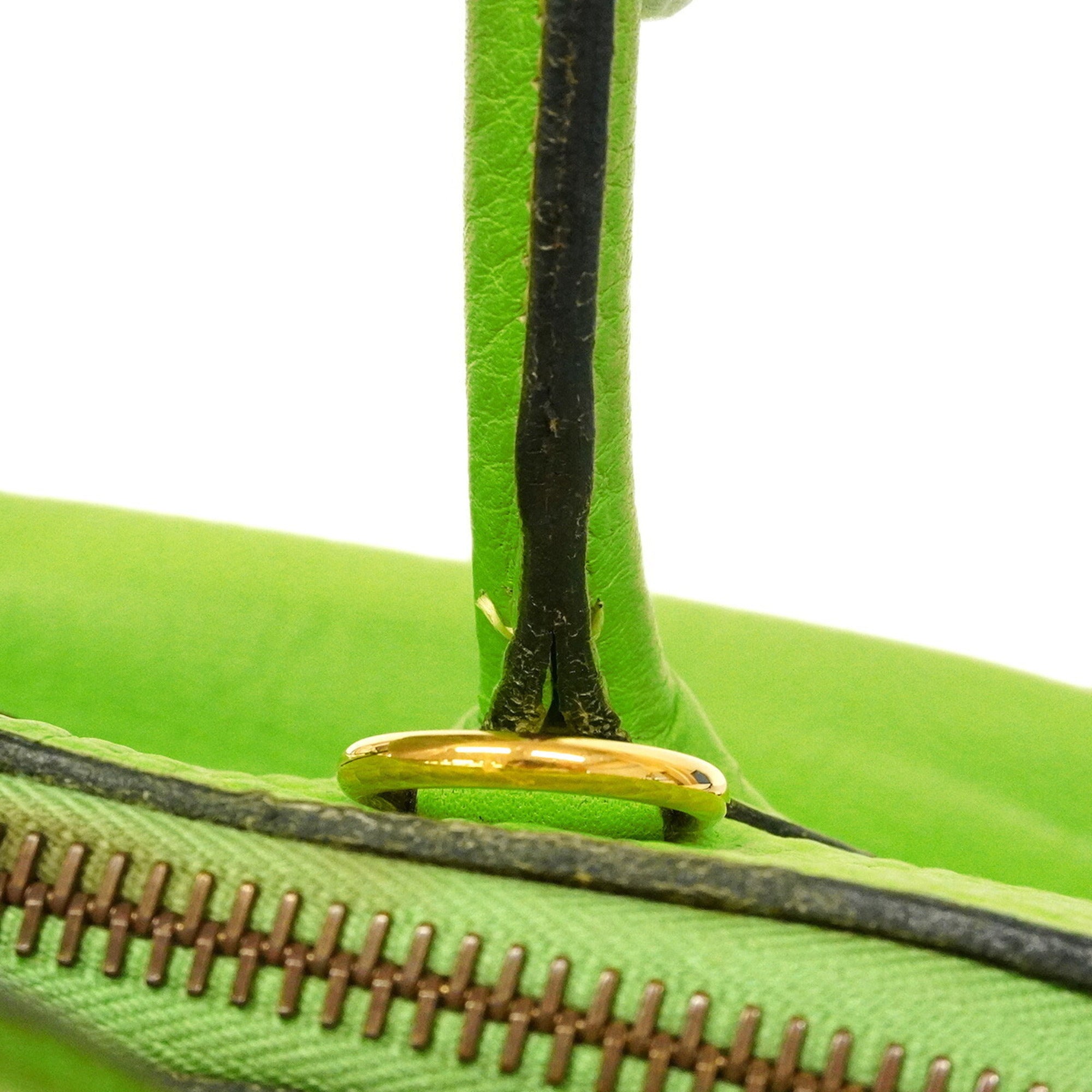 Hermes Apple Green Taurillon Clemence Leather Handbag (Pre-Owned)