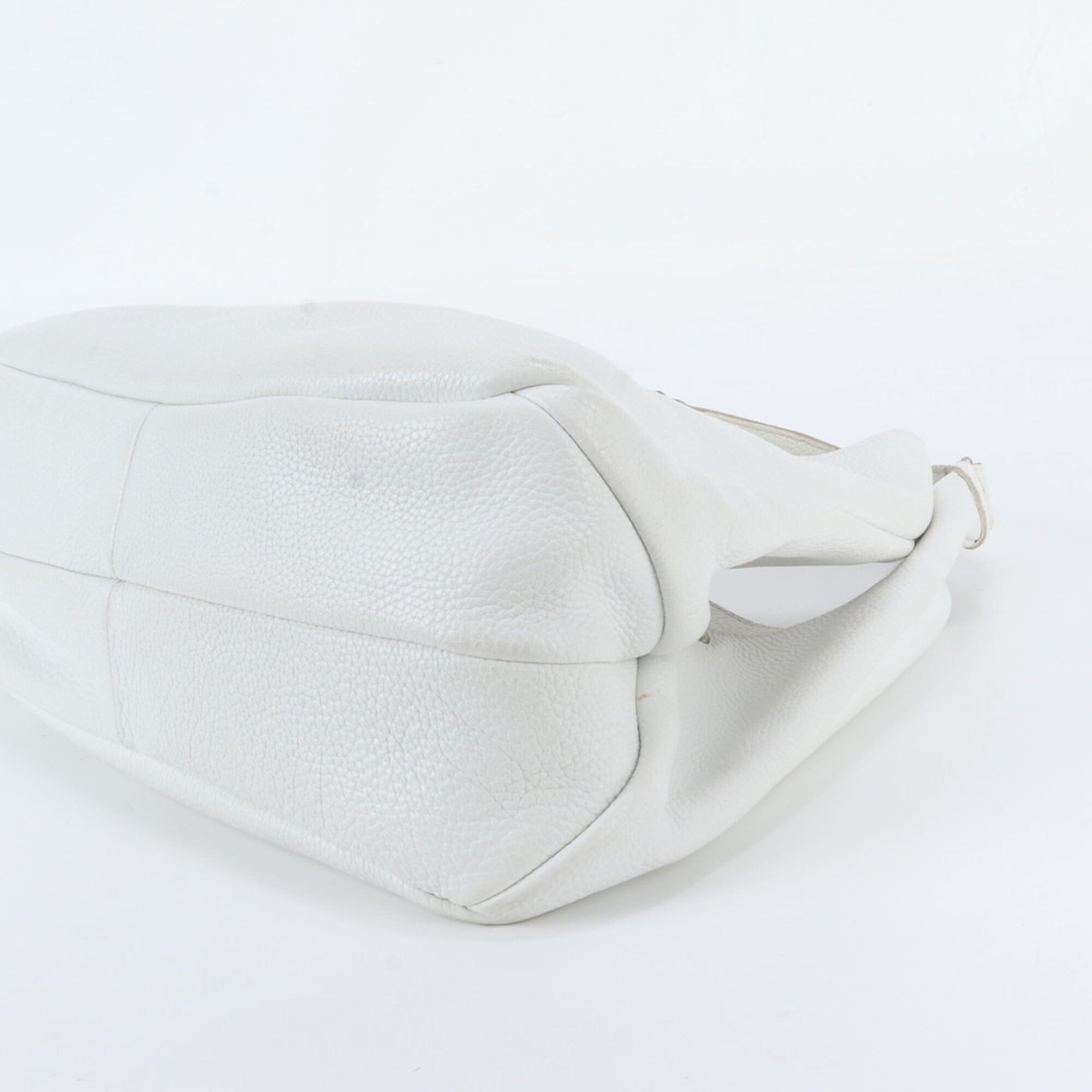 Bottega Veneta White Leather Handbag Shoulder Bag Tote Bag (Pre-Owned)