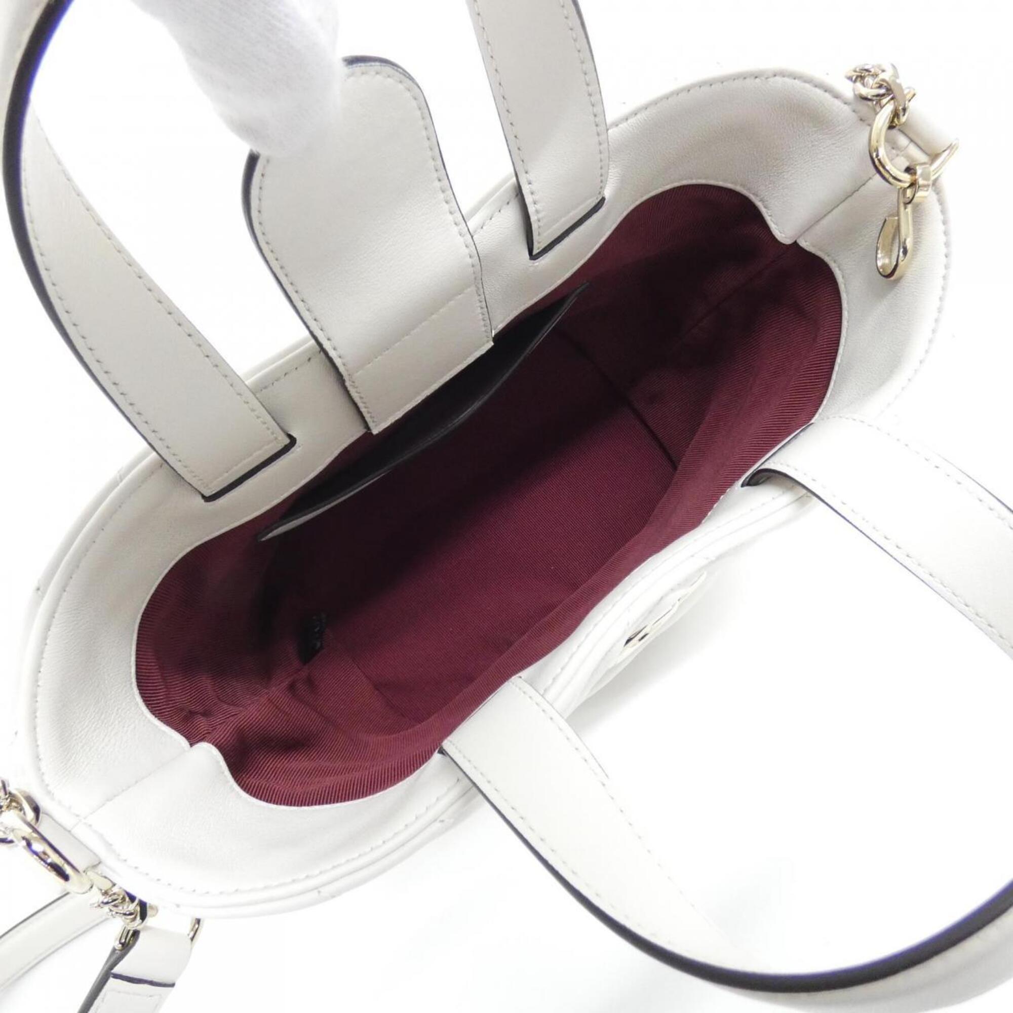 Gucci White Leather Handbag Tote Bag (Pre-Owned)