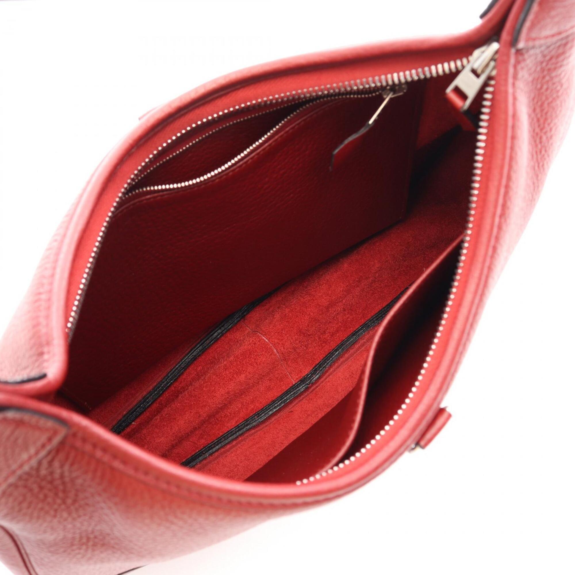 Hermes Red Color Rouge Garance Taurillon Clemence Leather Handbag Shoulder Bag (Pre-Owned)
