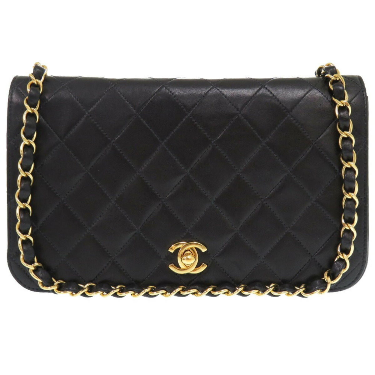 Chanel Matelasse Black Leather Shoulder Bag (Pre-Owned)