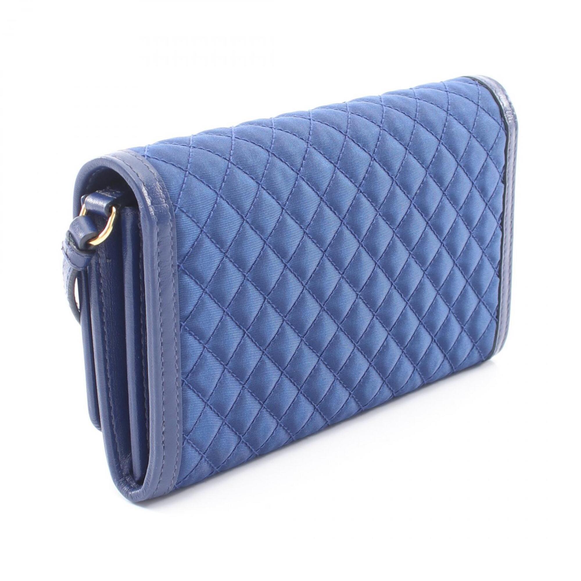Prada Blue Nylon Leather Handbag Shoulder Bag (Pre-Owned)