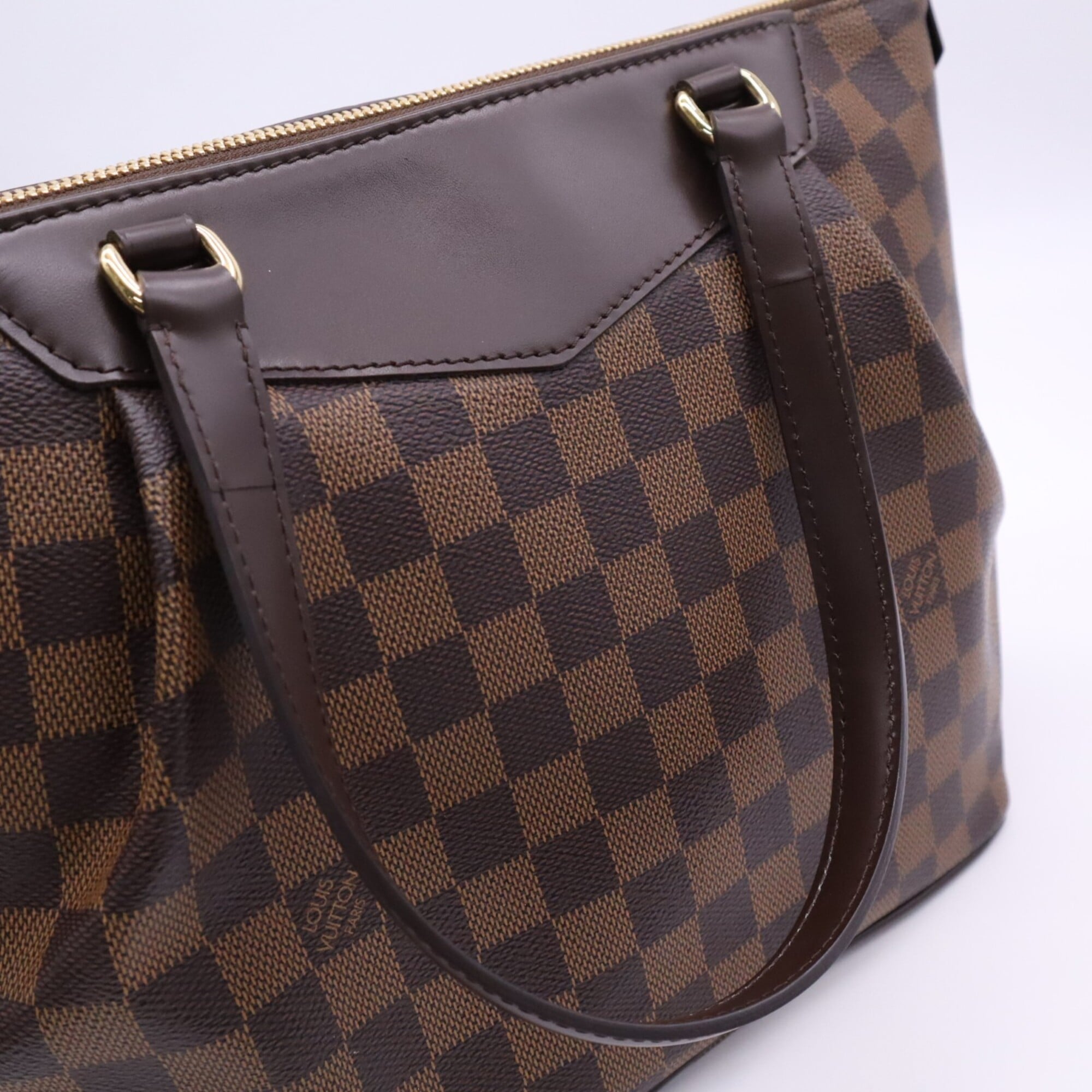 Louis Vuitton Damier Beige Brown Coated Canvas Leather Handbag (Pre-Owned)