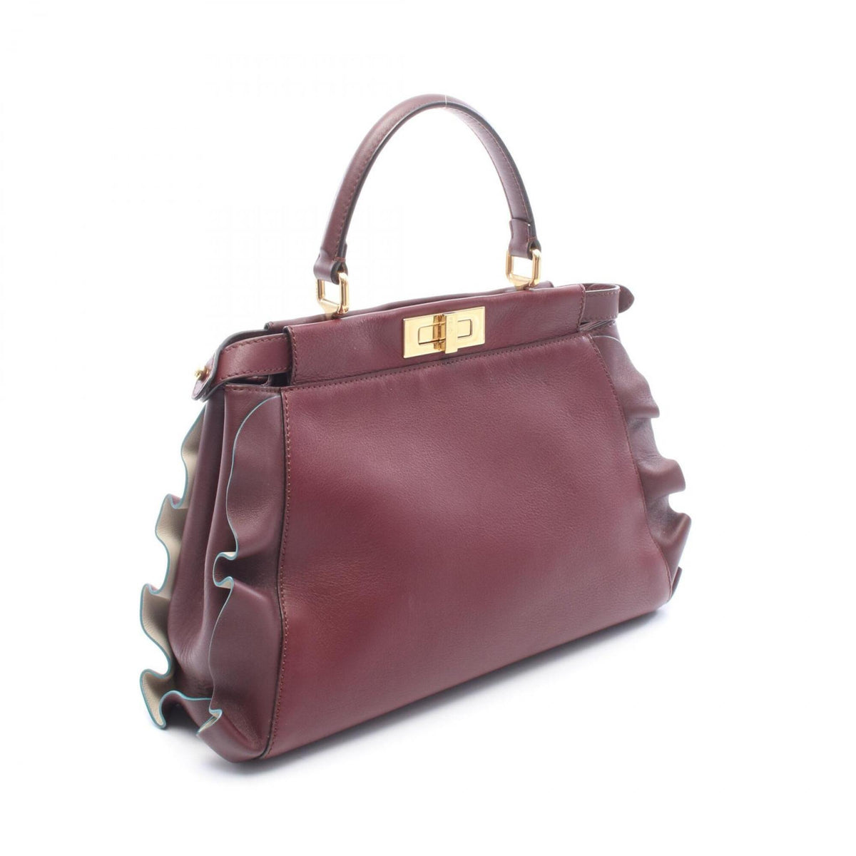 Fendi Bordeaux Leather Handbag (Pre-Owned)