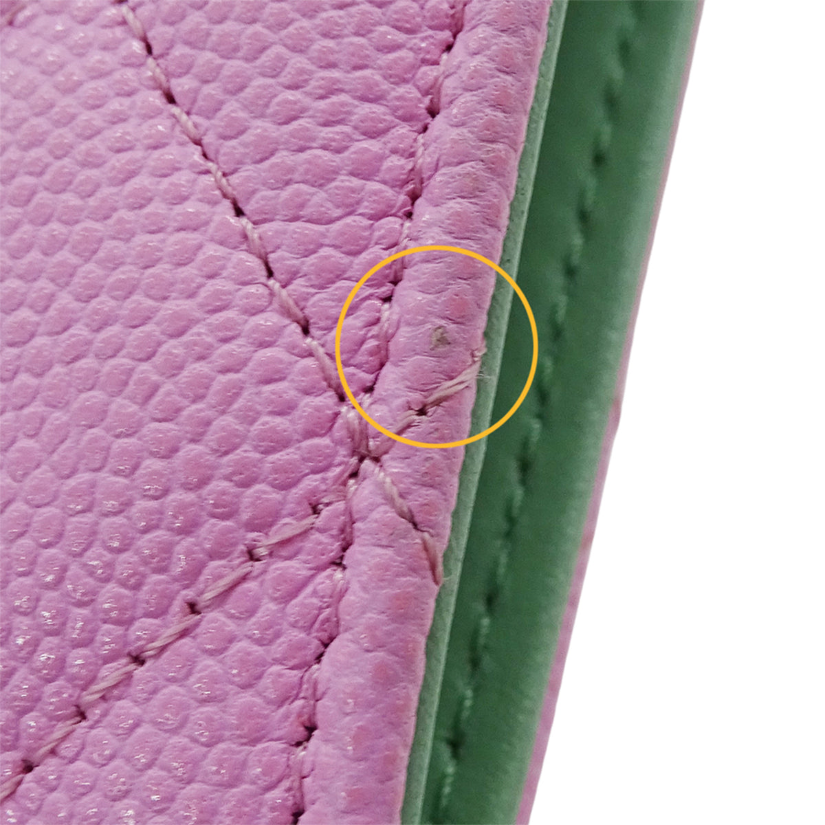 Chanel Green Pink Grained Calfskin Wallet (Bi-Fold) (Pre-Owned)