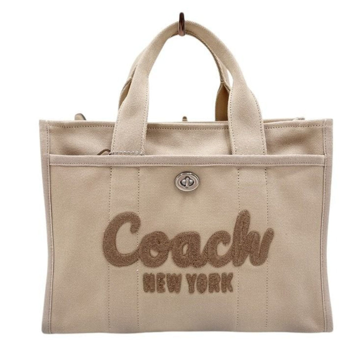 Coach Beige Canvas Handbag Tote Bag (Pre-Owned)