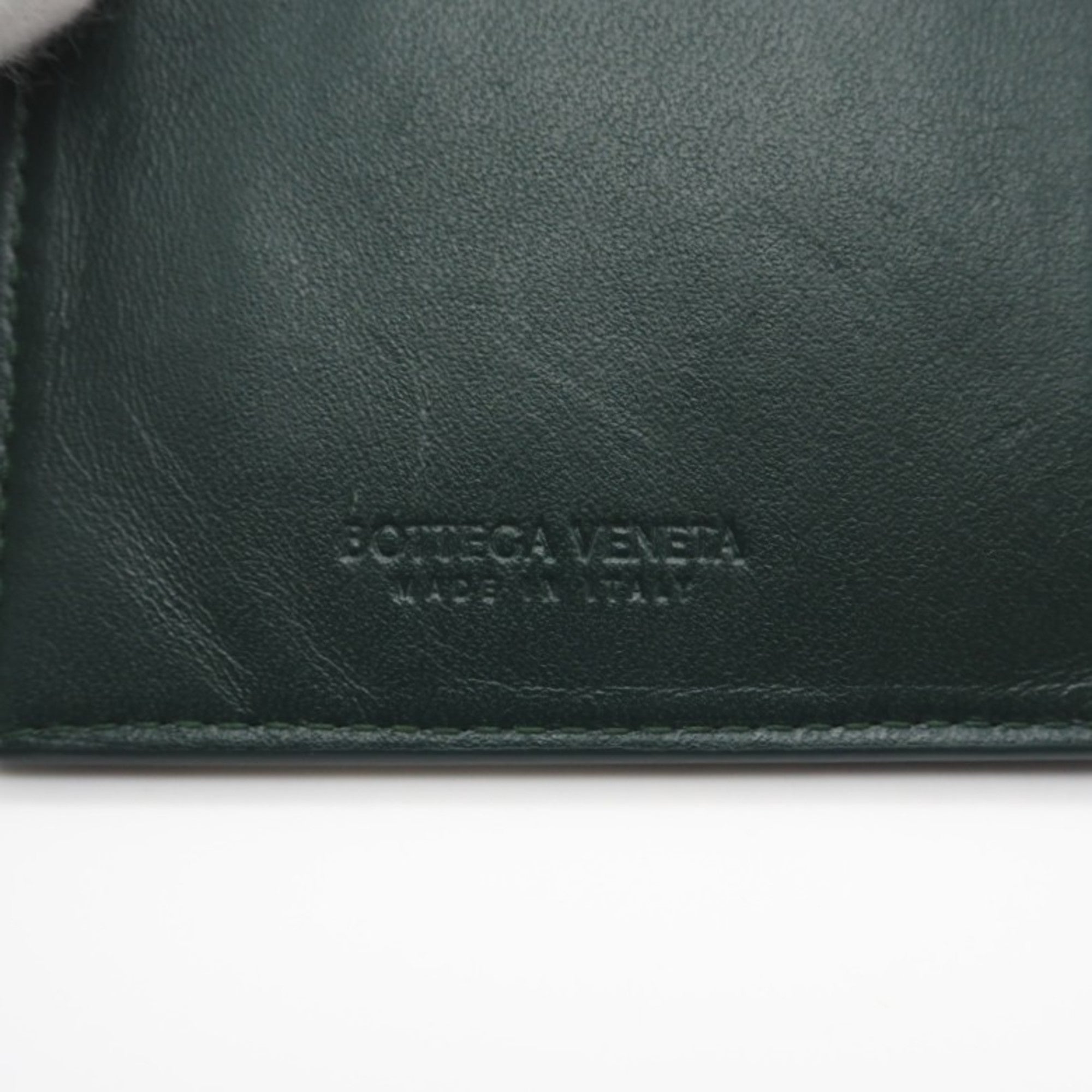 Bottega Veneta Emerald Green Green Leather Card Wallet (Pre-Owned)