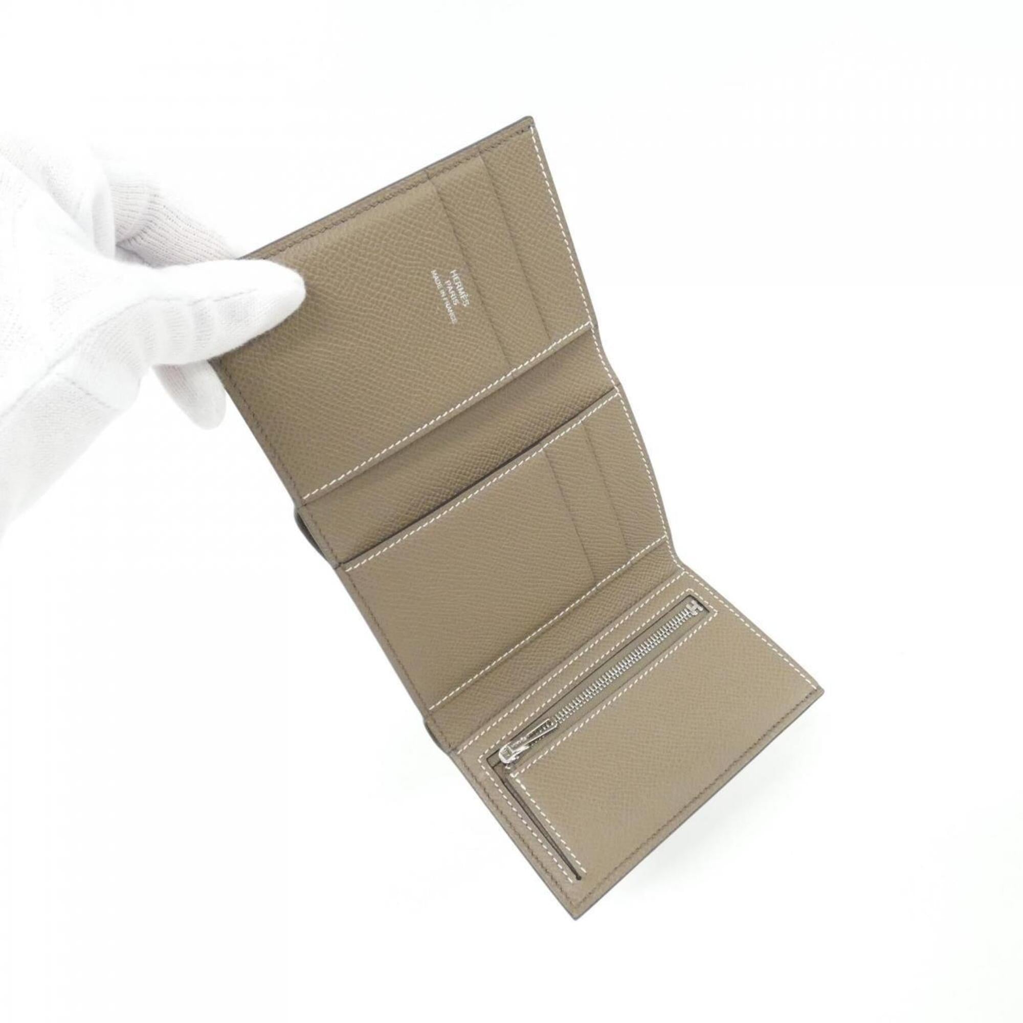 Hermes Etain Etoupe Gray Epsom Leather Wallet (Tri-Fold) (Pre-Owned)