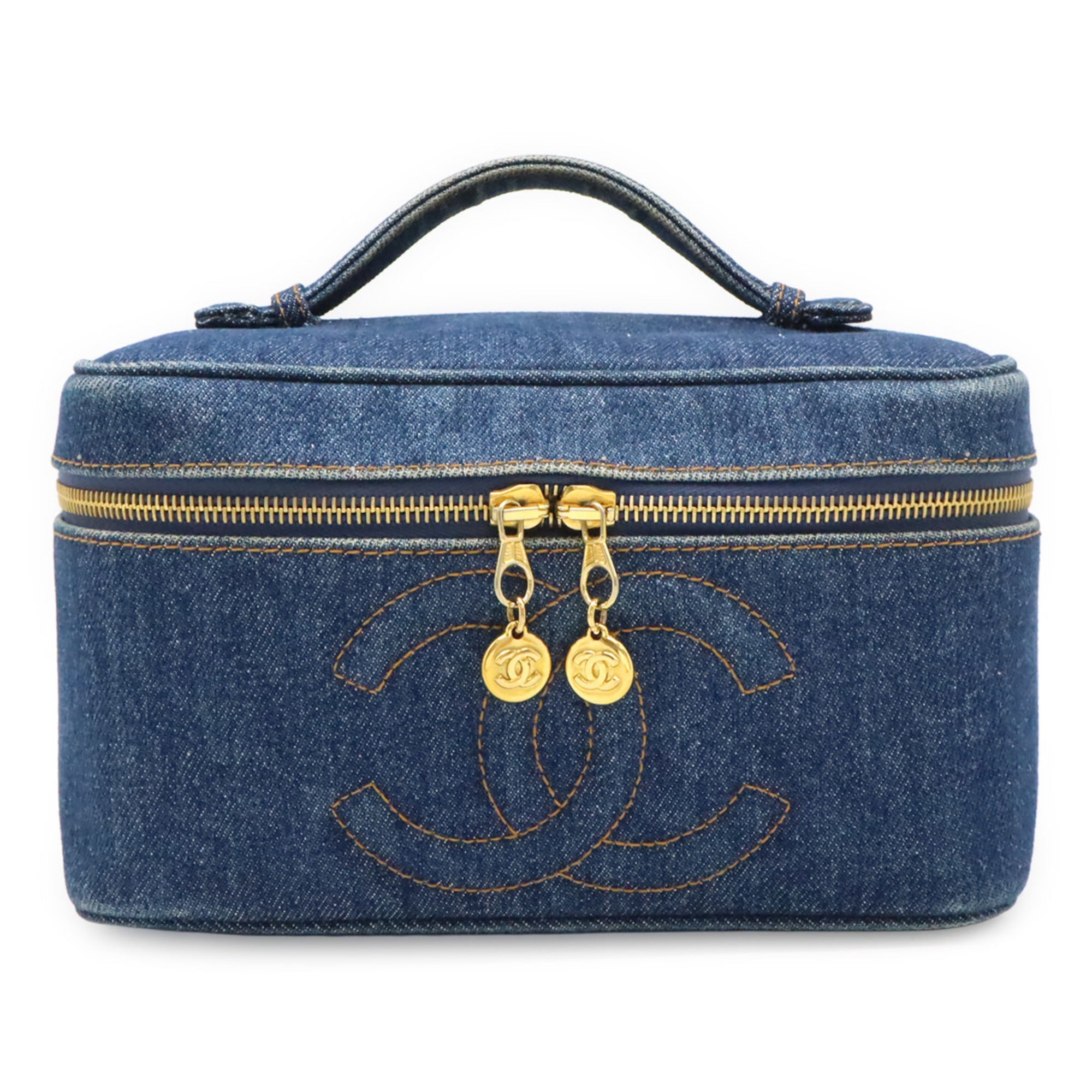 Chanel Blue Denim Handbag Vanity Bag (Pre-Owned)