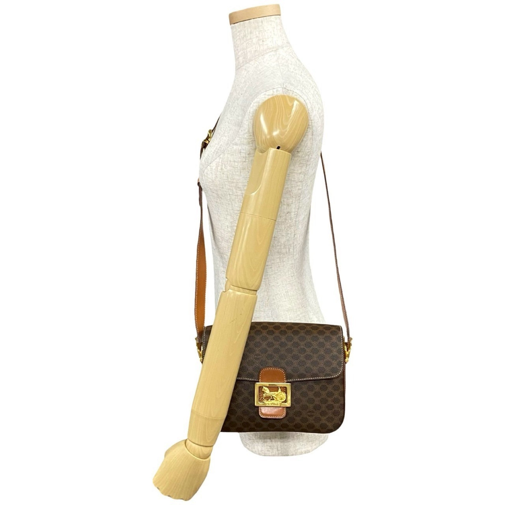 Celine Brown Leather Pvc Pochette Shoulder Bag (Pre-Owned)