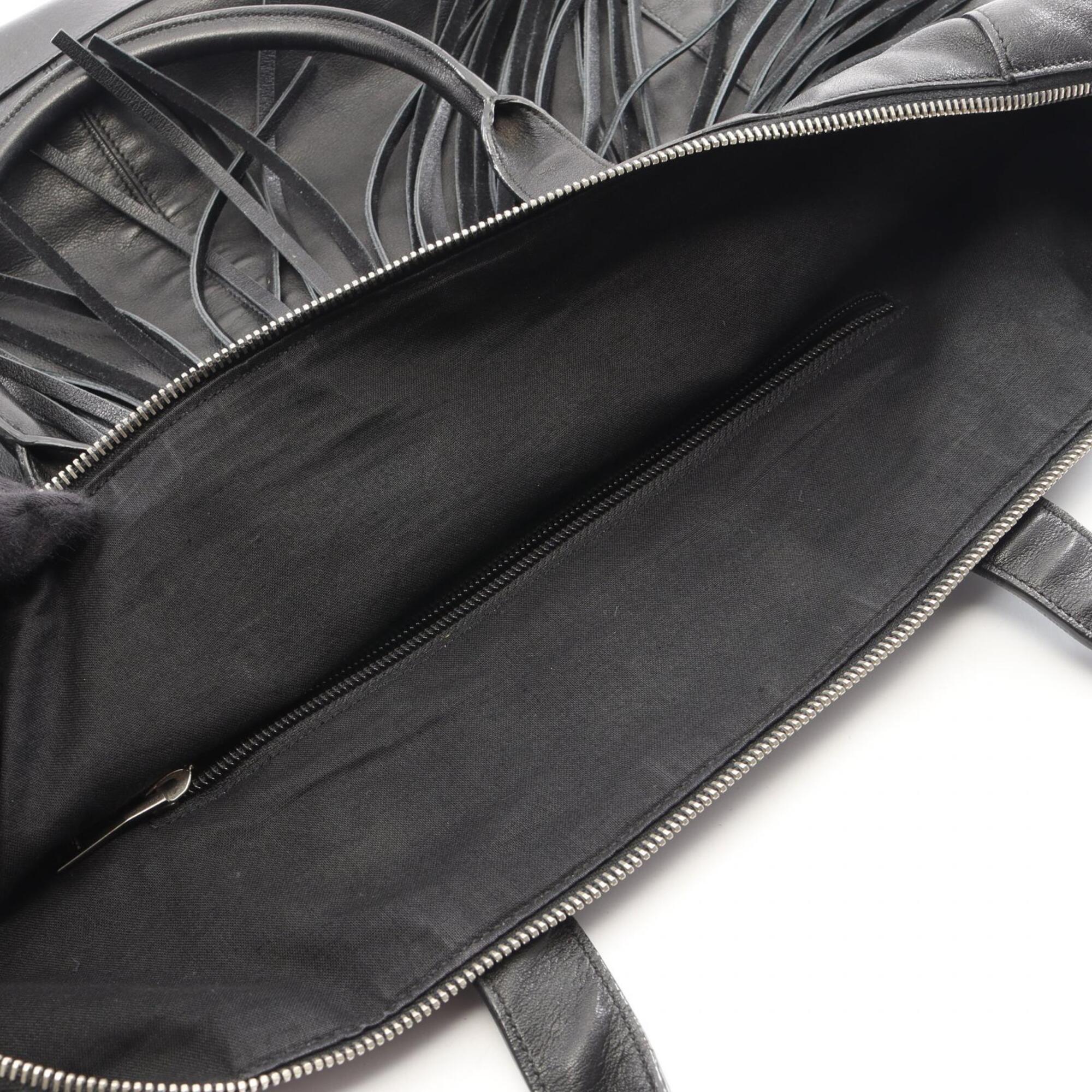 Yves Saint Laurent Black Leather Handbag Tote Bag (Pre-Owned)