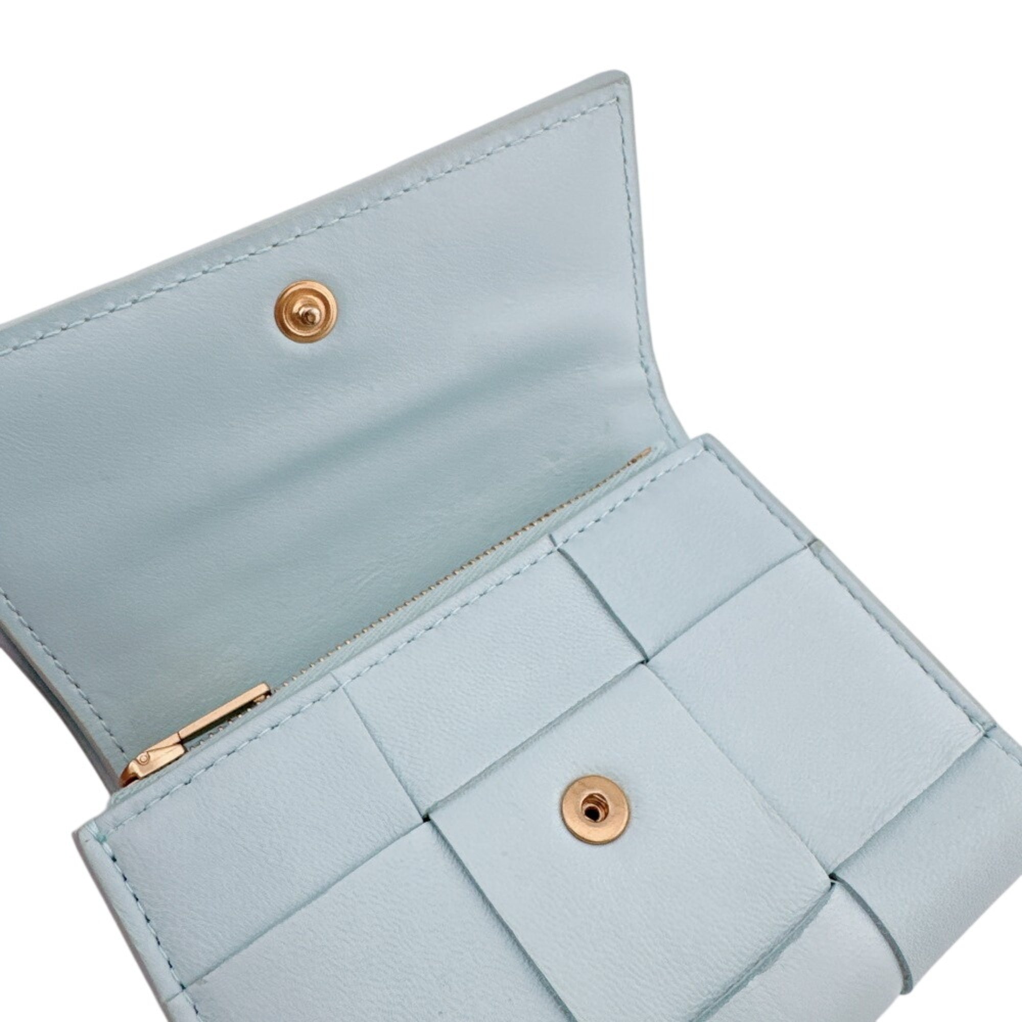 Bottega Veneta Blue Leather Wallet (Tri-Fold) (Pre-Owned)