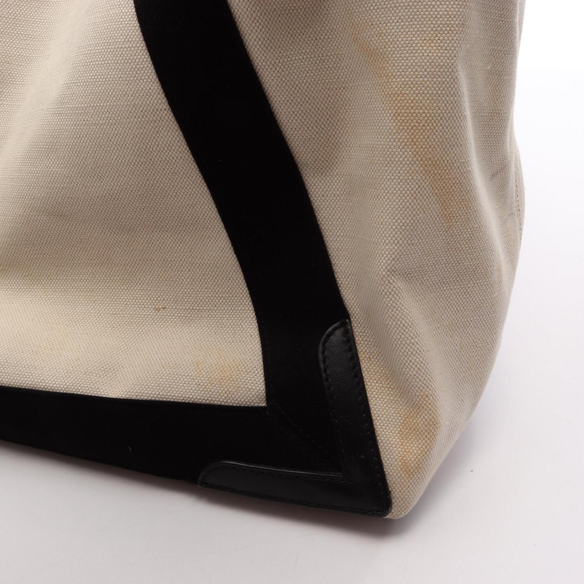 Balenciaga Black White Canvas Leather Handbag Tote Bag (Pre-Owned)