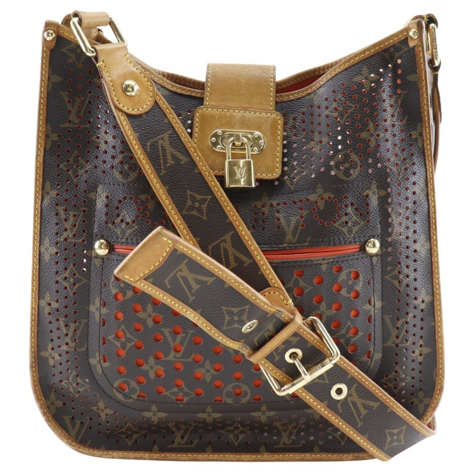 Louis Vuitton Brown Galle Orange Monogram Perforated Shoulder Bag (Pre-Owned)