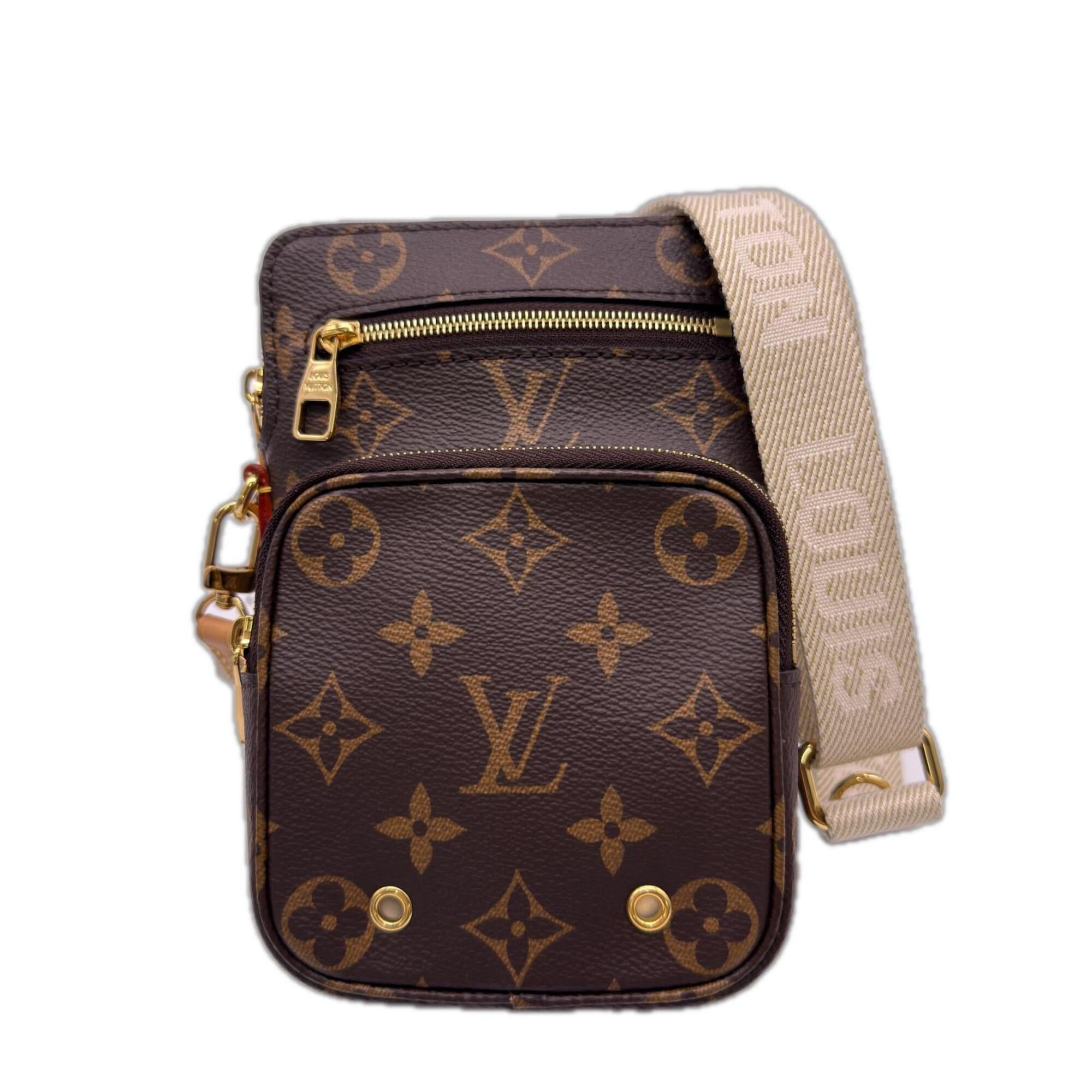 Louis Vuitton Monogram Beige Brown Coated Canvas Leather Shoulder Bag (Pre-Owned)