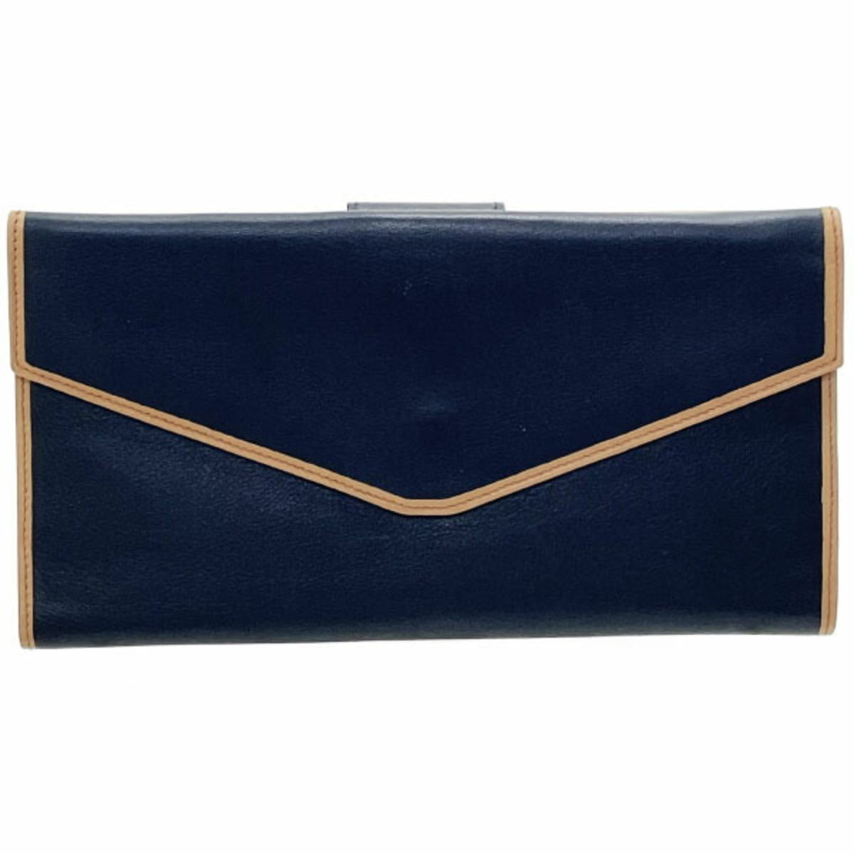 Celine Brown Navy Leather Long Wallet (Bi-Fold) (Pre-Owned)