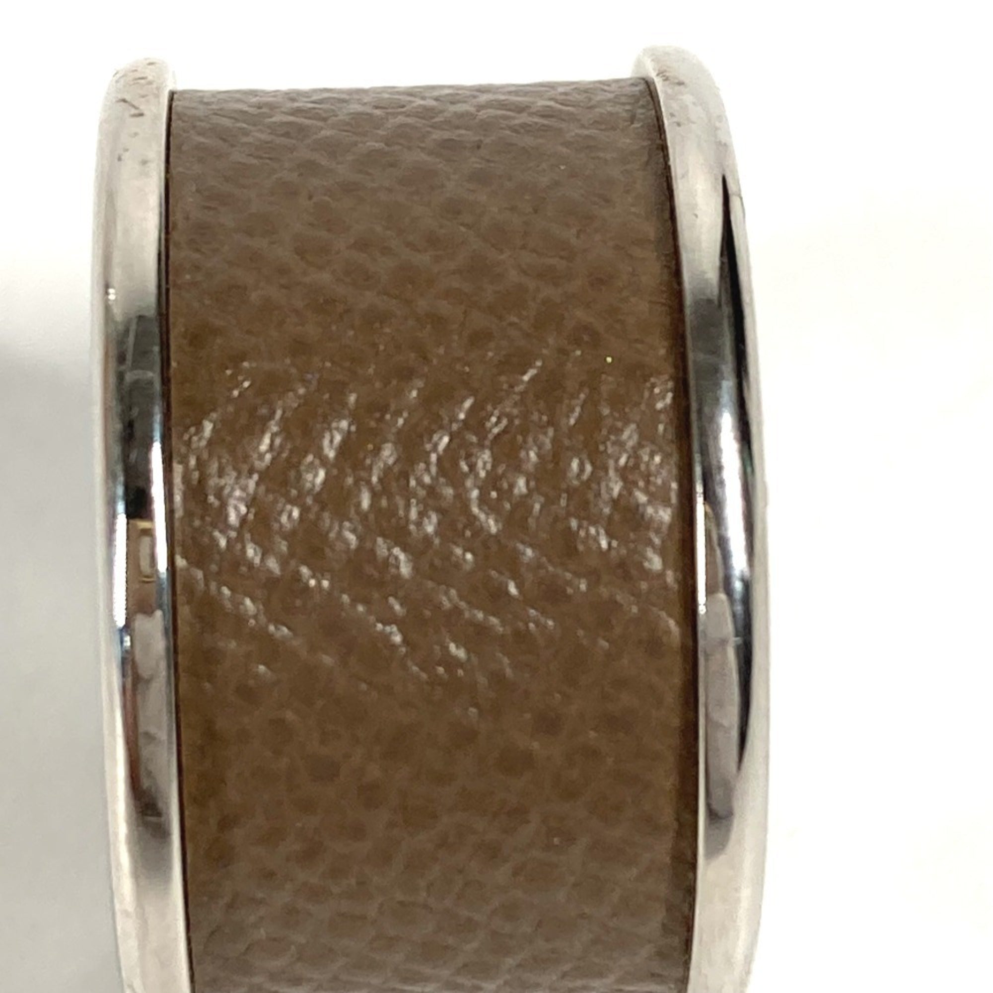 Hermes Etoupe Gray Gray Leather Band Ring (Pre-Owned)