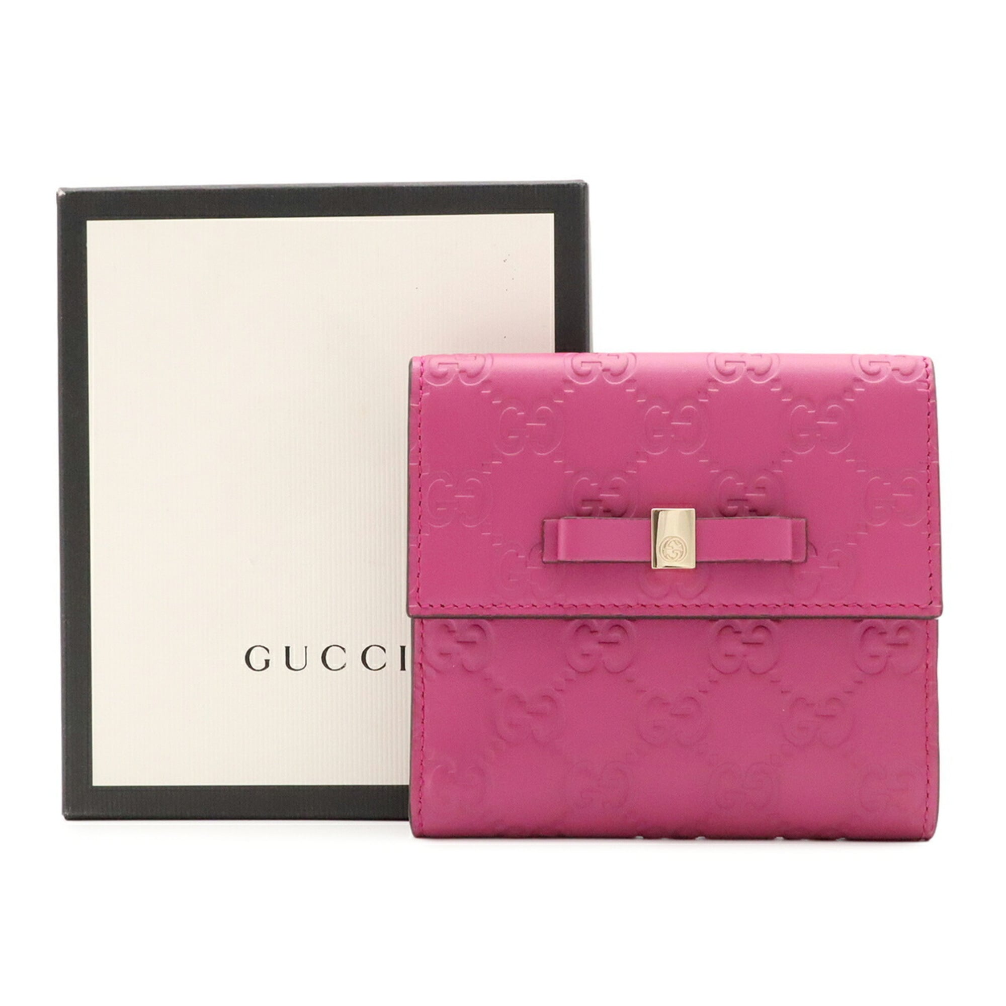 Gucci Pink Purple Gg Leather Wallet (Bi-Fold) (Pre-Owned)