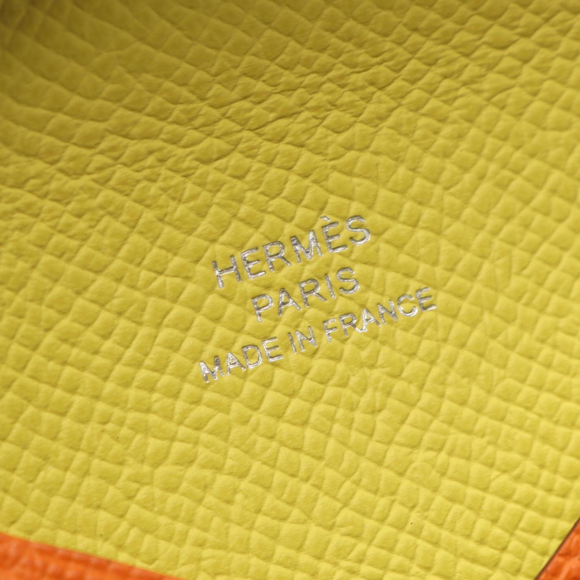 Hermes Lime Orange Epsom Leather Coin Purse/Coin Case (Pre-Owned)