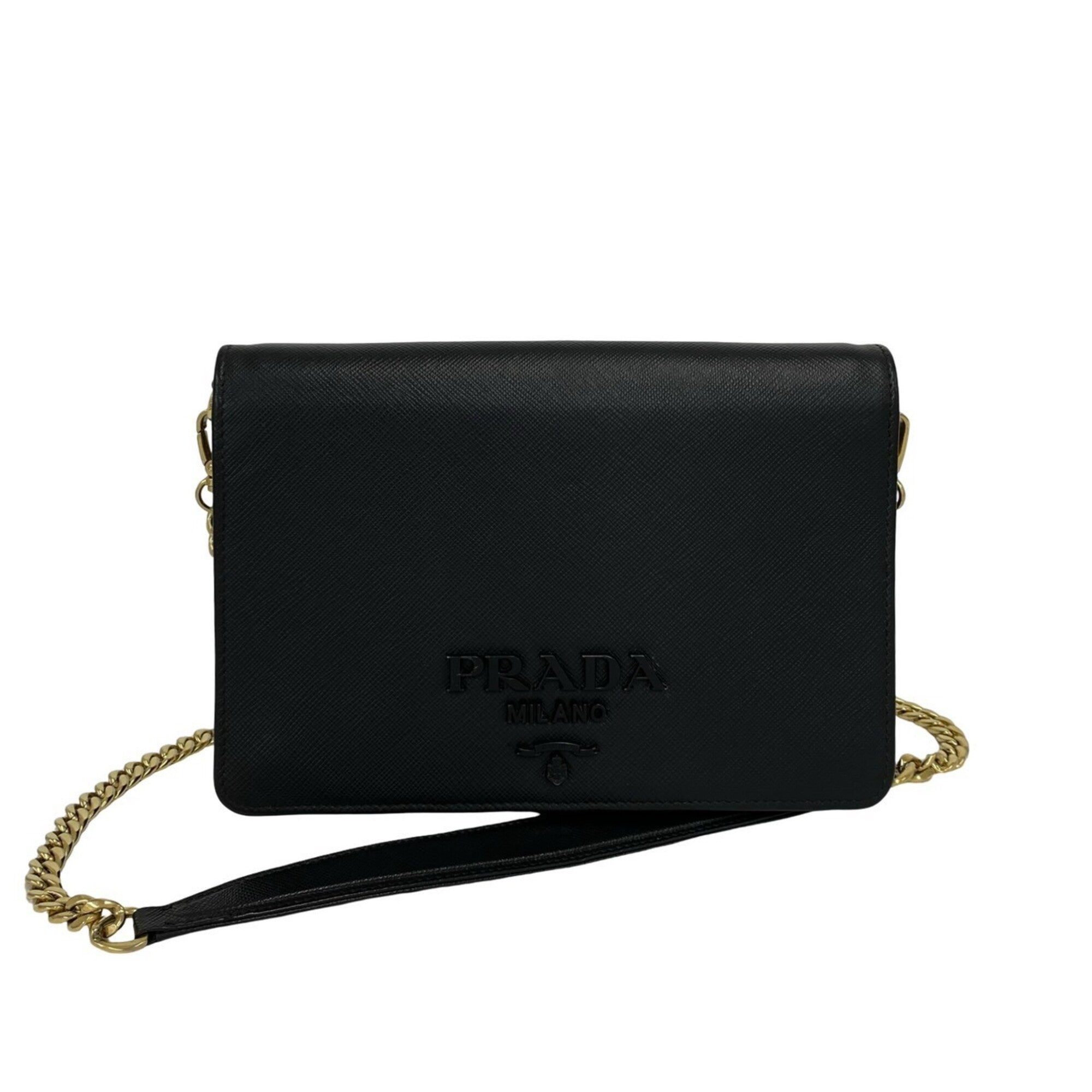 Prada Black Leather Pochette Shoulder Bag (Pre-Owned)