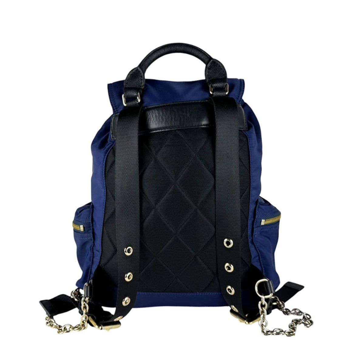 Burberry Black Navy Nylon Leather Backpack (Pre-Owned)