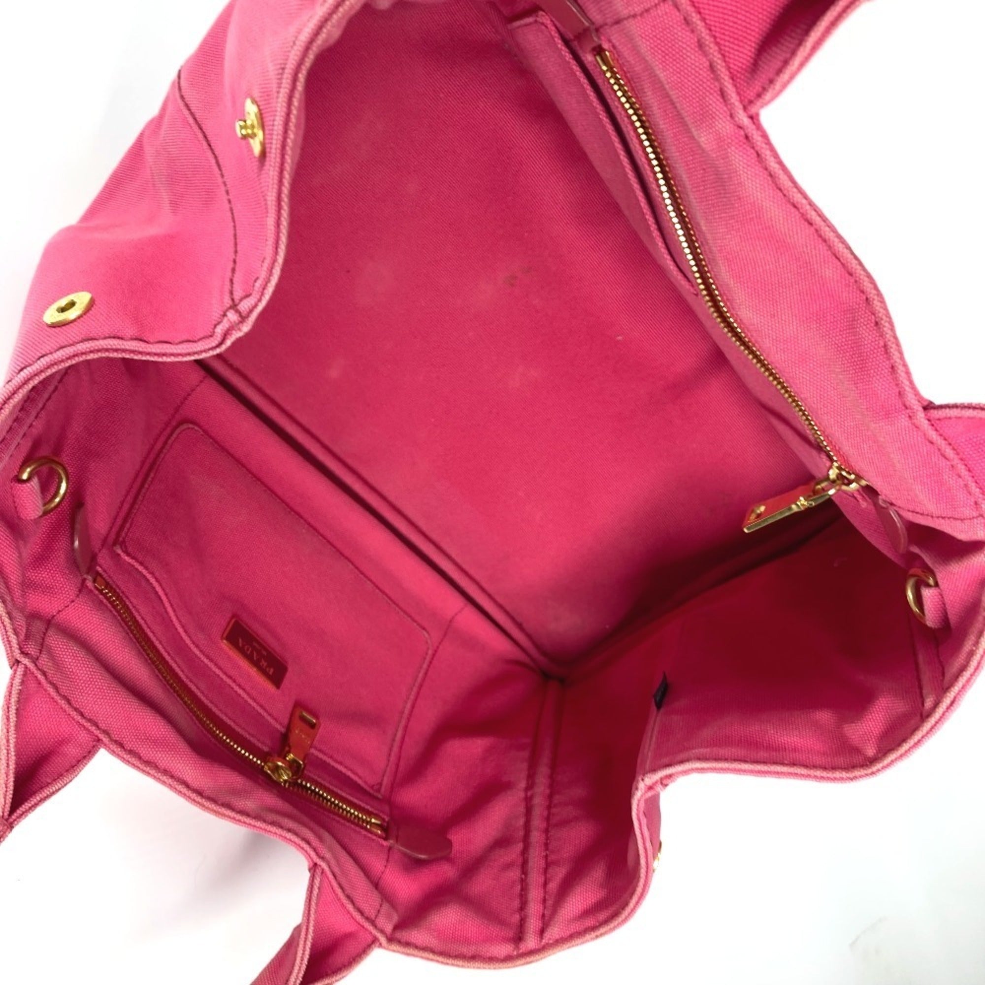Prada Pink Canvas Handbag Tote Bag (Pre-Owned)