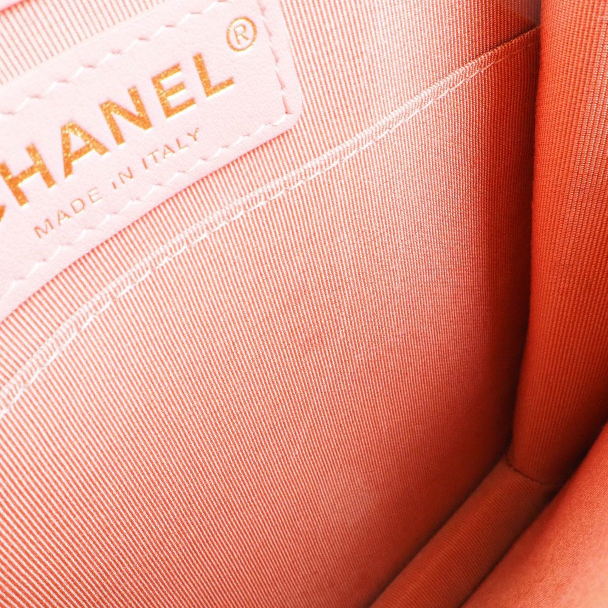 Chanel Boy Chanel Pink Tweed Leather Shoulder Bag (Pre-Owned)