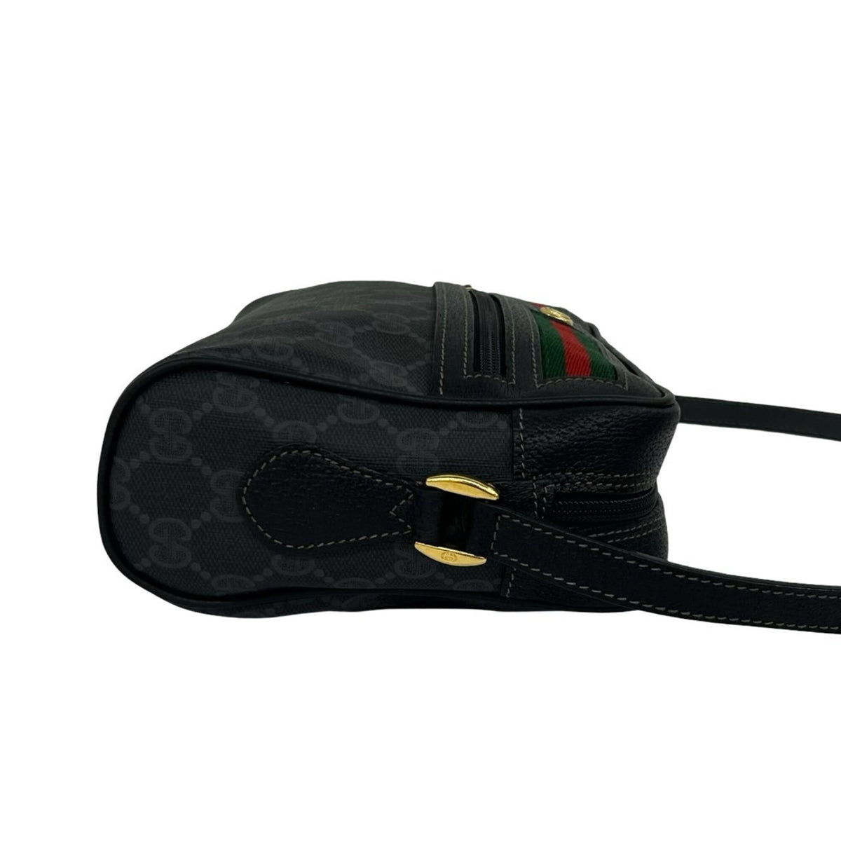 Gucci Black Green Red Color Leather Pvc Shoulder Bag (Pre-Owned)