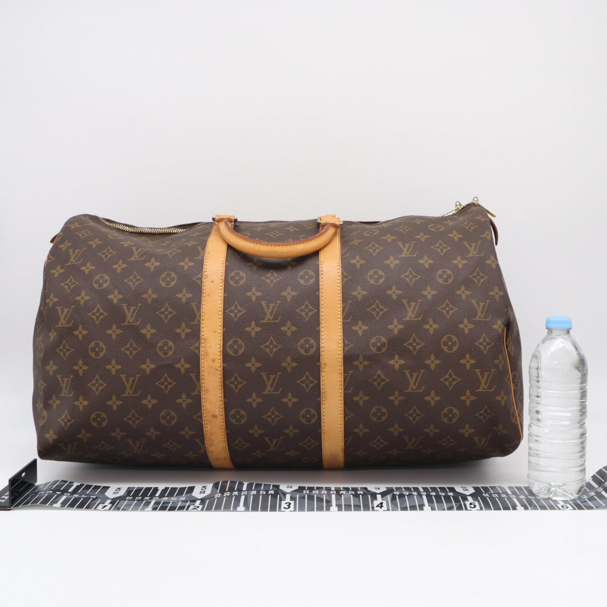 Louis Vuitton Beige Blue Brown Monogram Coated Canvas Leather Boston Bag Handbag (Pre-Owned)