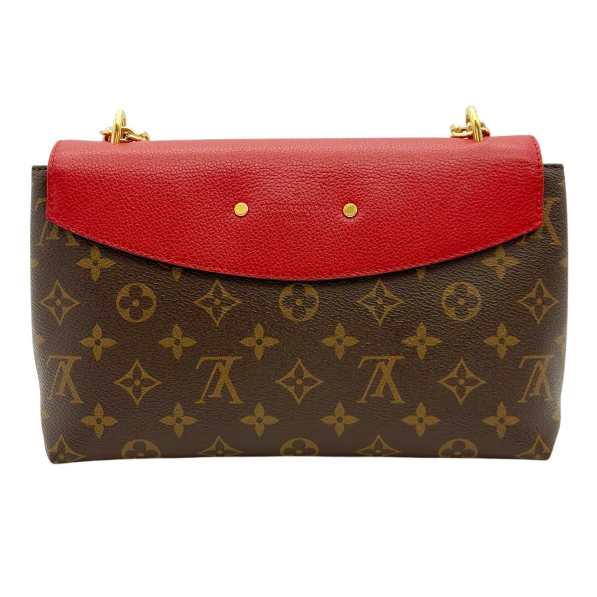 Louis Vuitton Brown Cerise Red Color Monogram Canvas Shoulder Bag (Pre-Owned)