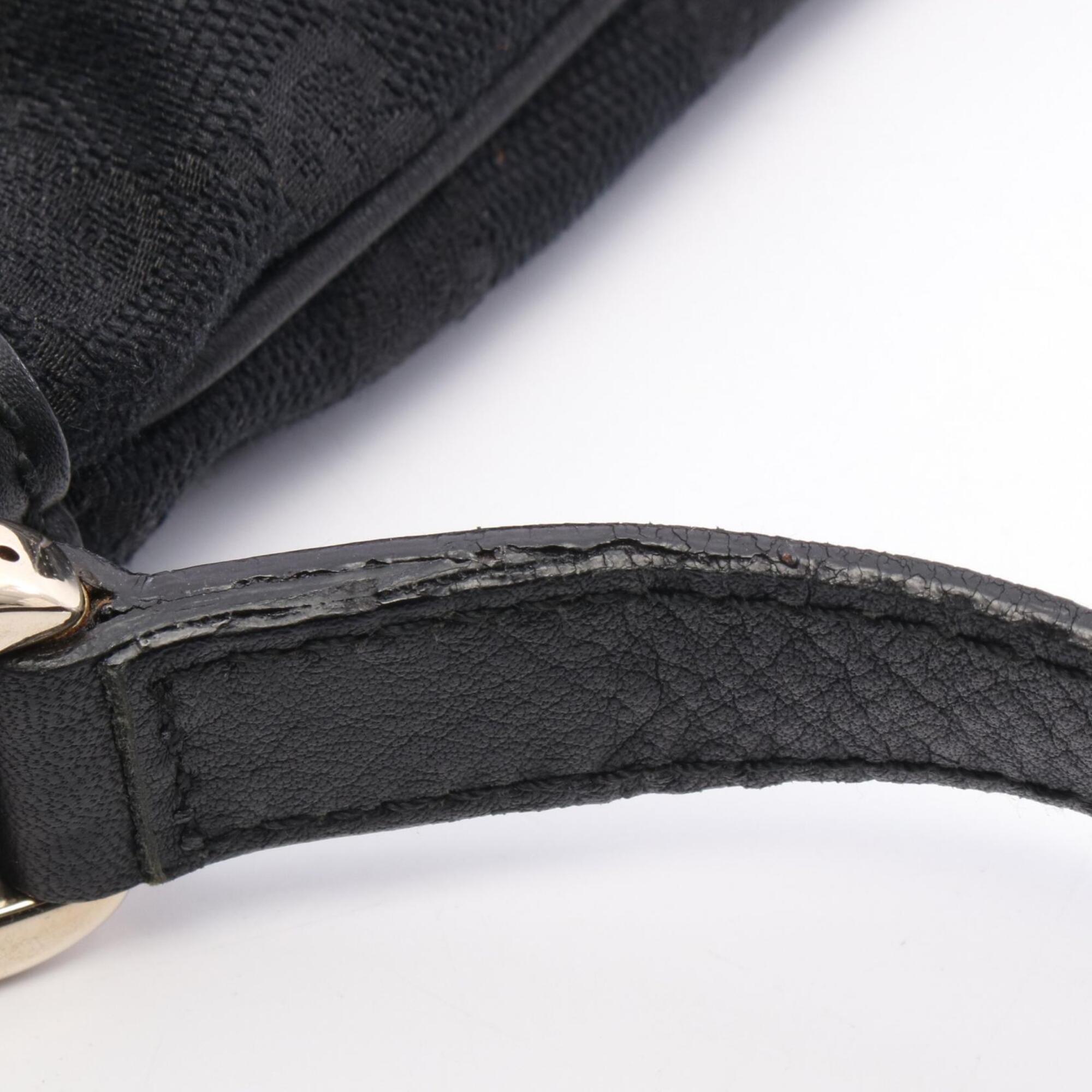 Gucci Black Canvas Leather Handbag Shoulder Bag (Pre-Owned)
