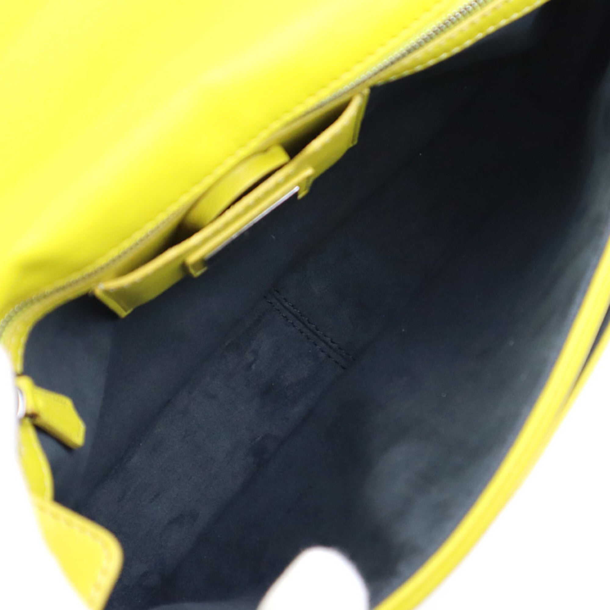 Fendi Gray Yellow Leather Shoulder Bag (Pre-Owned)
