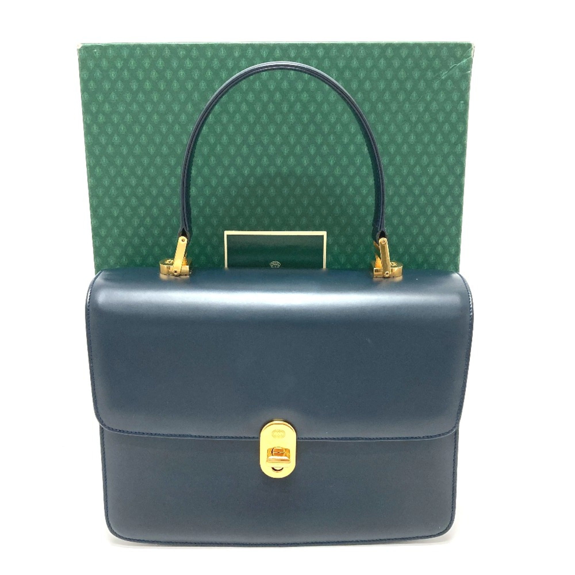Gucci Navy Leather Handbag (Pre-Owned)