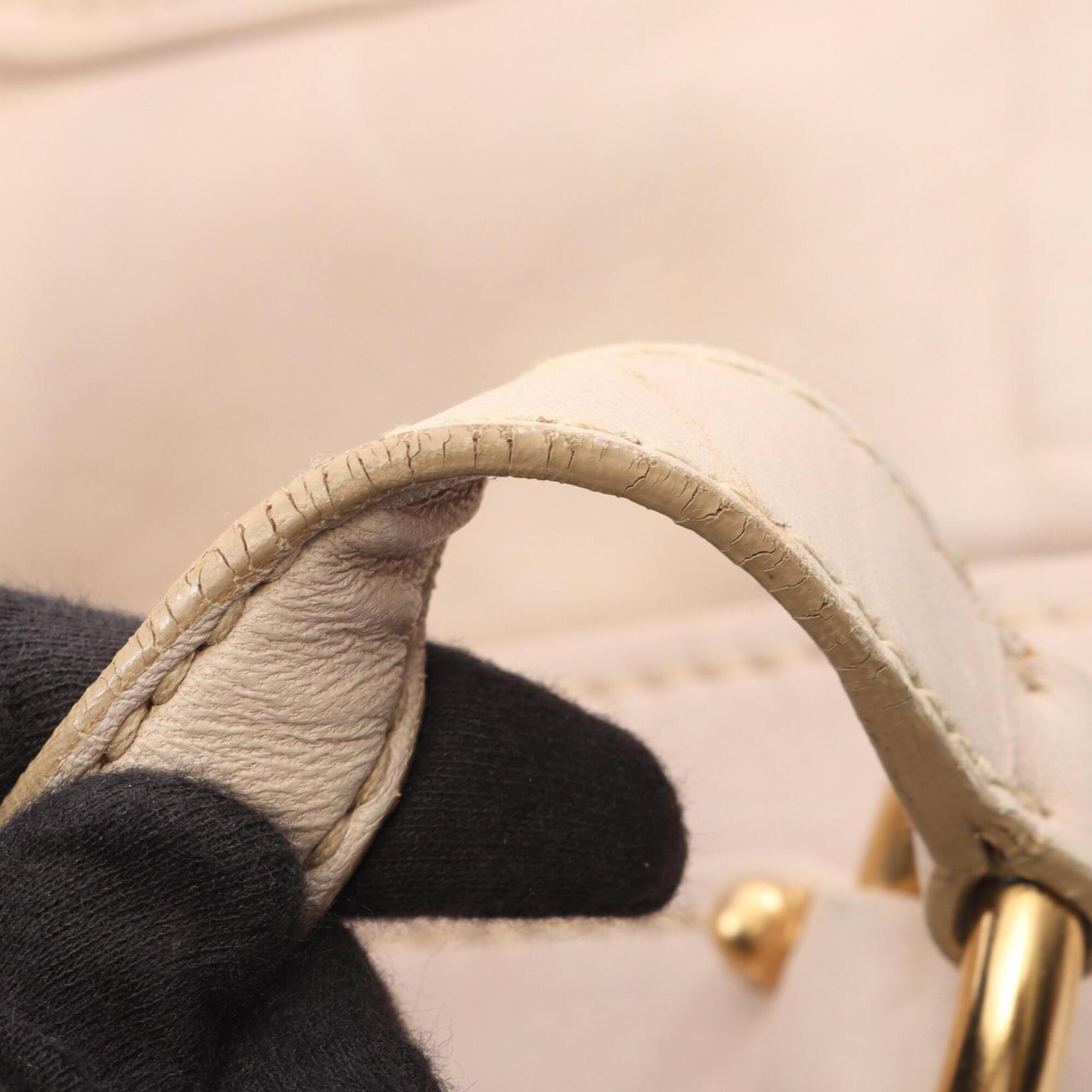 Miu Miu Ivory Leather Boston Bag Handbag (Pre-Owned)