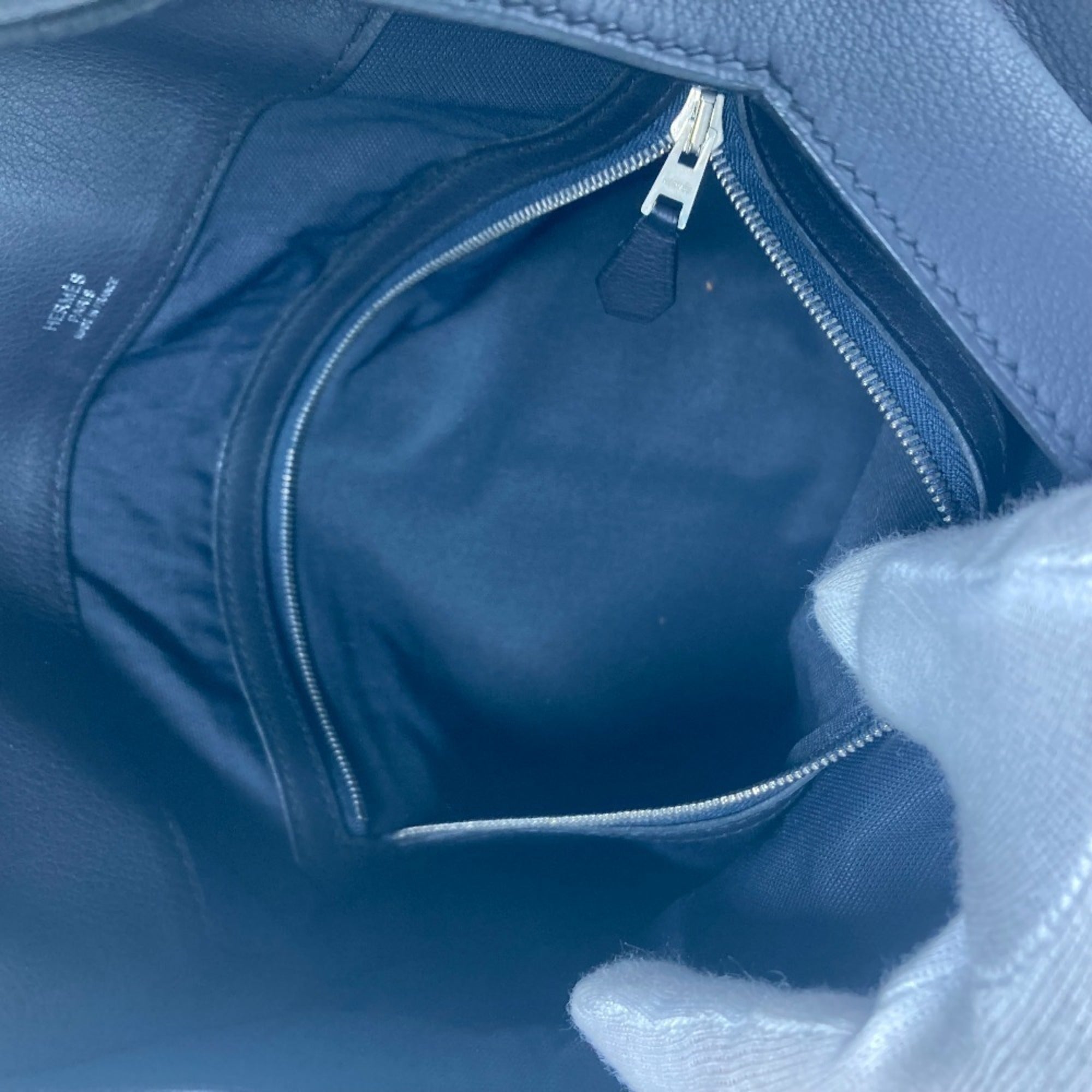 Hermes Navy Leather Clutch Bag Pouch (Pre-Owned)