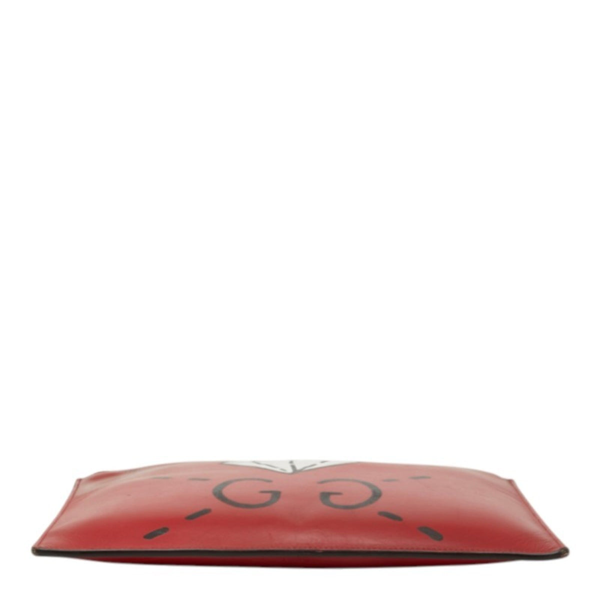 Gucci Black Red Color Leather Clutch Bag Pouch (Pre-Owned)