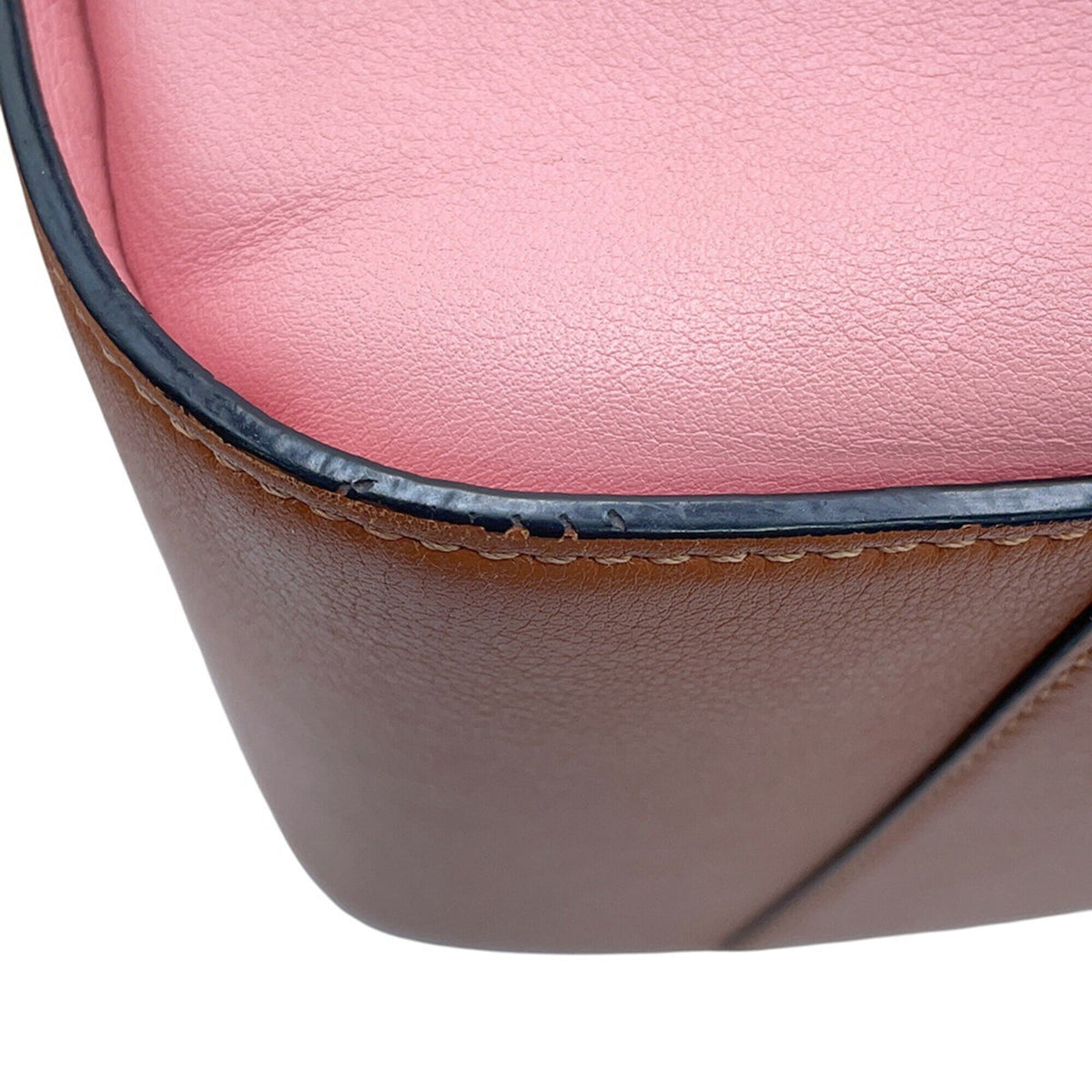 Loewe Brown Pink Leather Handbag Shoulder Bag (Pre-Owned)