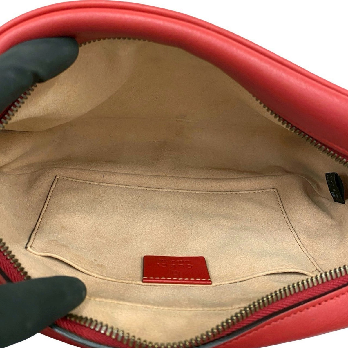 Gucci Red Color Leather Pochette Shoulder Bag (Pre-Owned)
