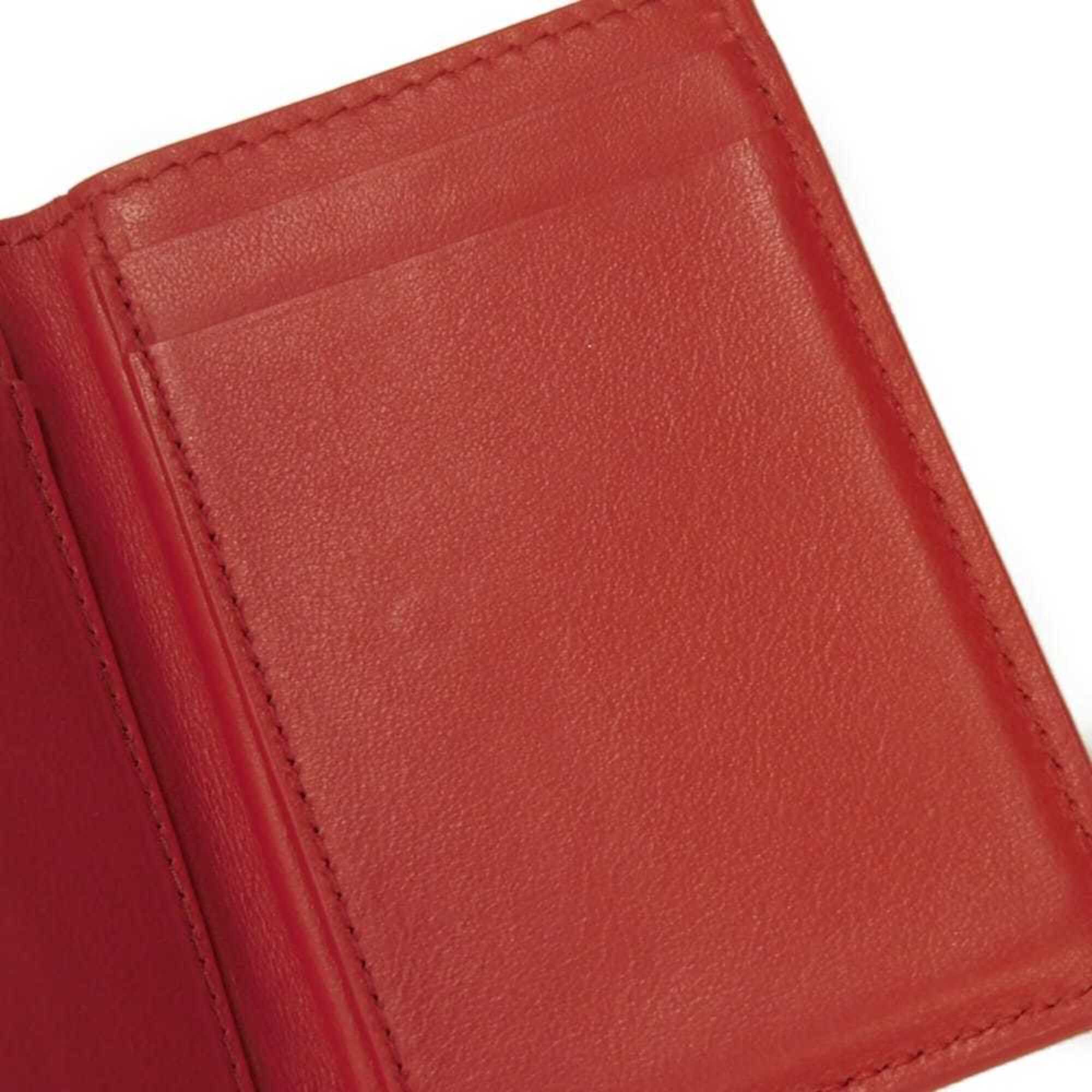 Bottega Veneta Red Color Leather Wallet (Tri-Fold) (Pre-Owned)