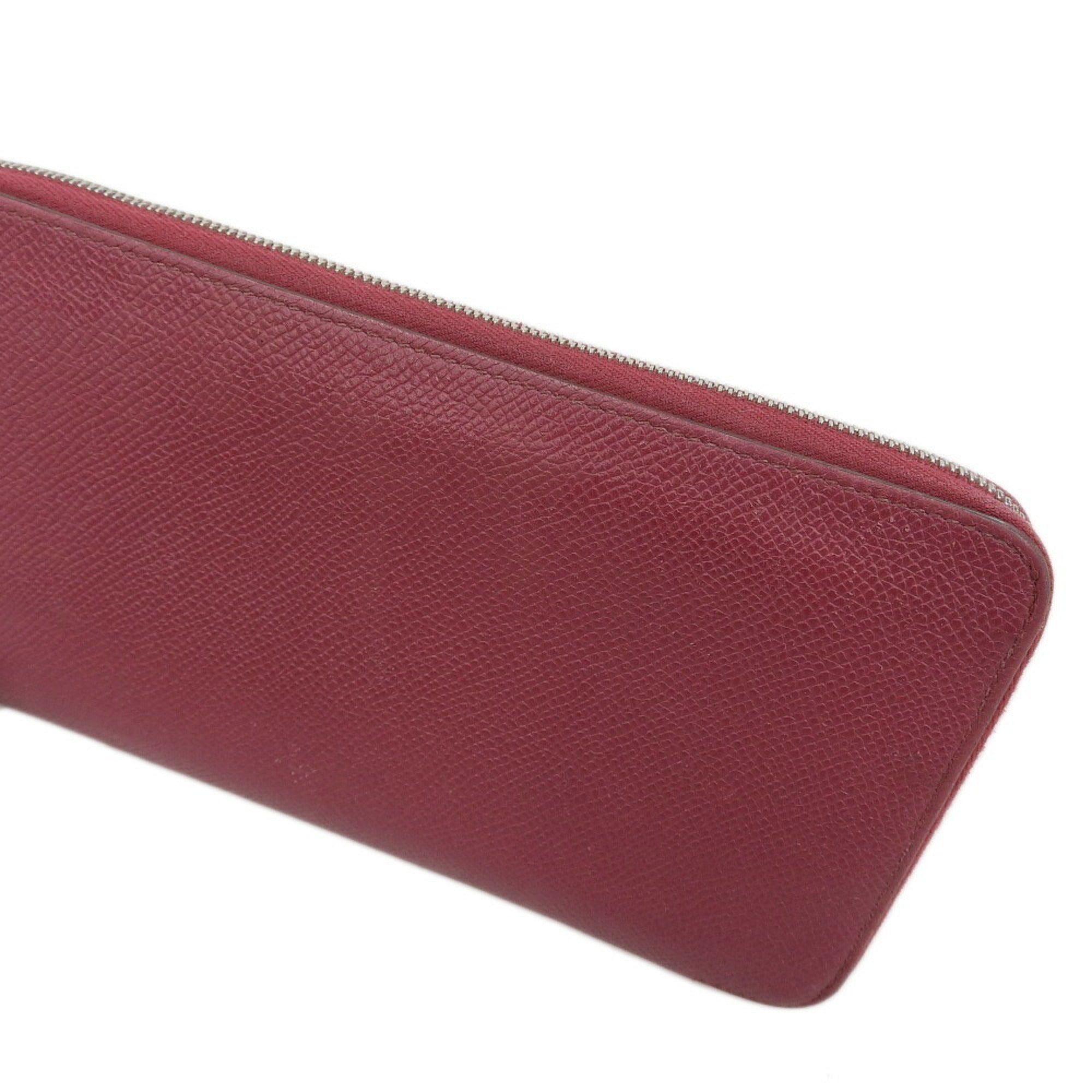 Hermes Silk'in Red Color Rouge H Courchevel Leather Long Wallet (Bi-Fold) (Pre-Owned)