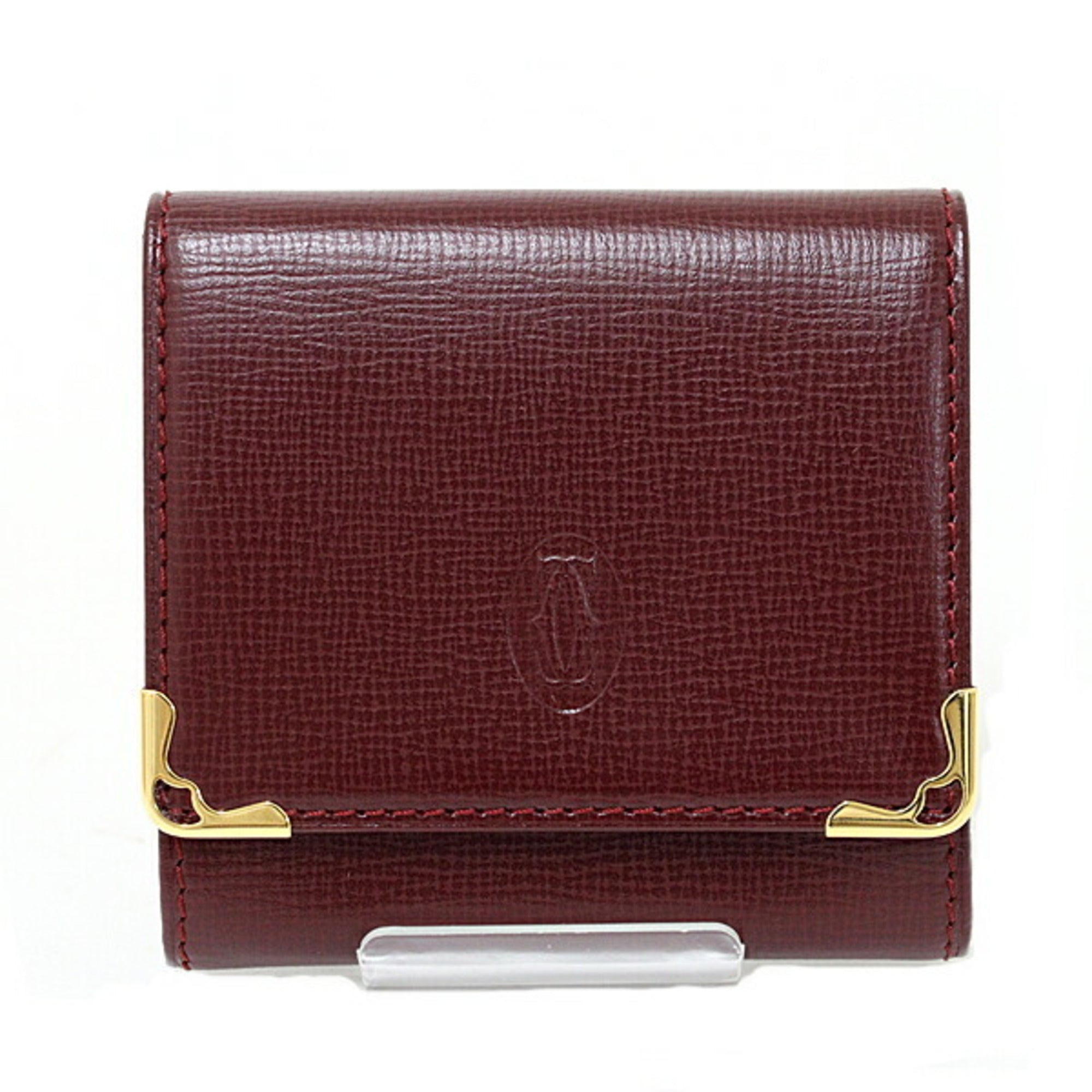 Cartier Bordeaux Leather Coin Purse/Coin Case (Pre-Owned)