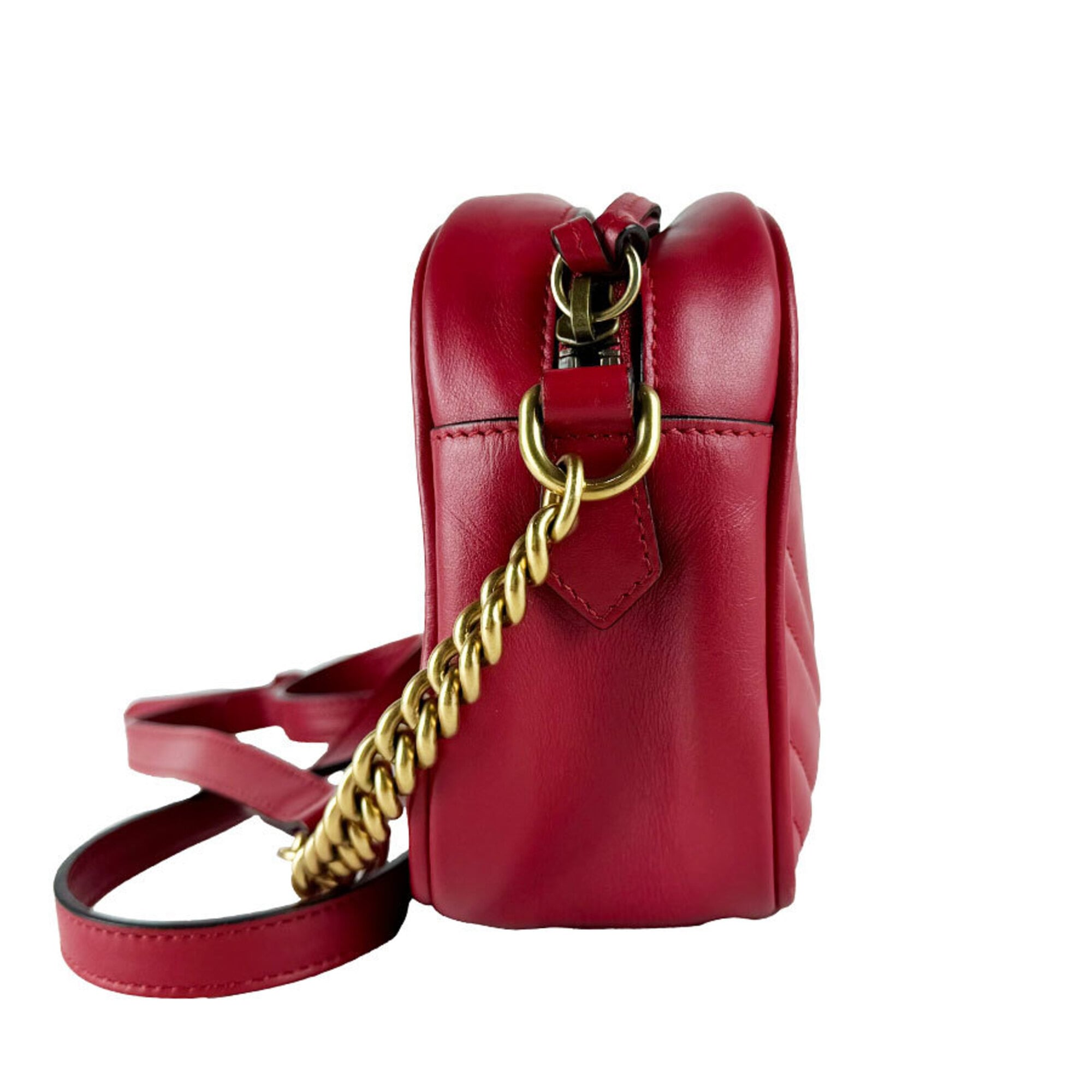 Gucci Red Color Leather Shoulder Bag (Pre-Owned)