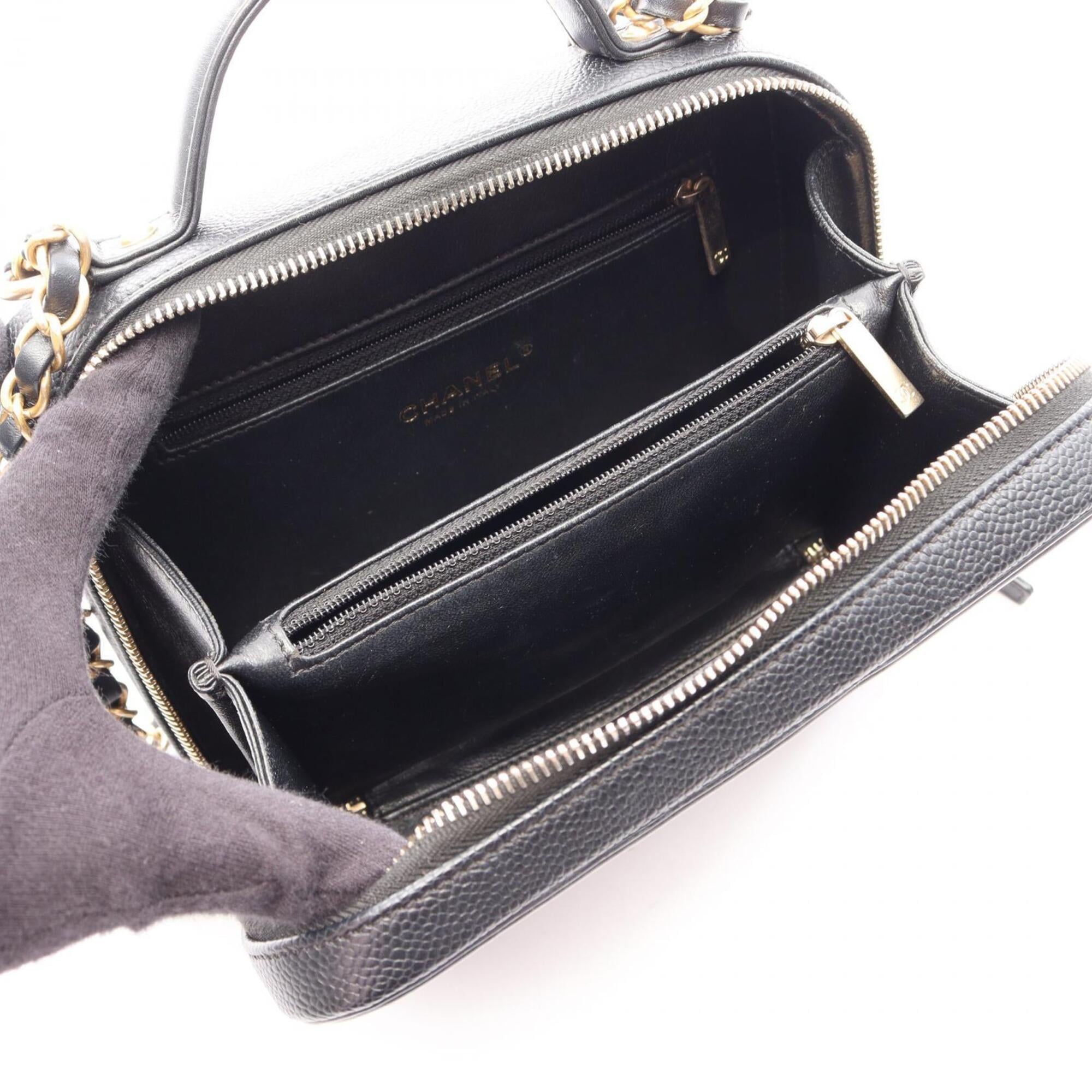 Chanel Black Grained Calfskin Handbag Shoulder Bag Vanity Bag (Pre-Owned)