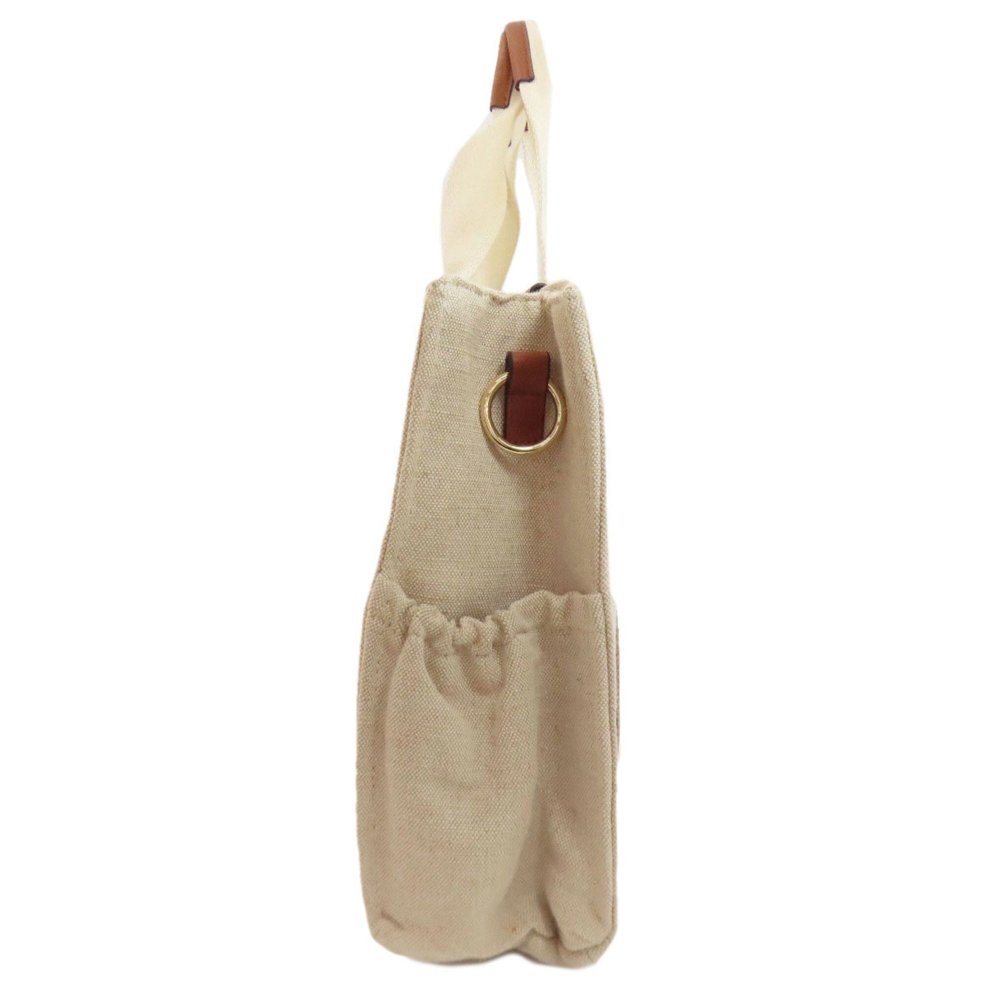Chloé Beige Brown Canvas Tote Bag (Pre-Owned)