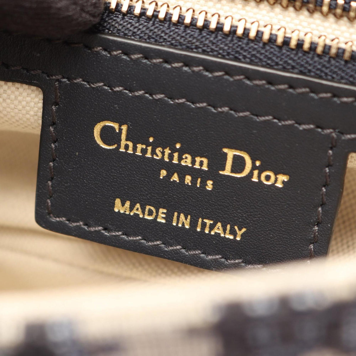 Christian Dior Beige Navy Canvas Leather Saddle Bag (Pre-Owned)