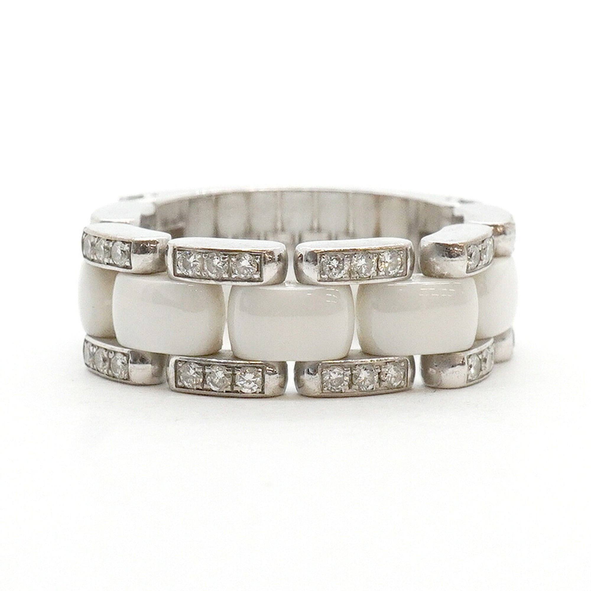 Chanel White White Gold (18K) Ceramic Band Ring (Pre-Owned)