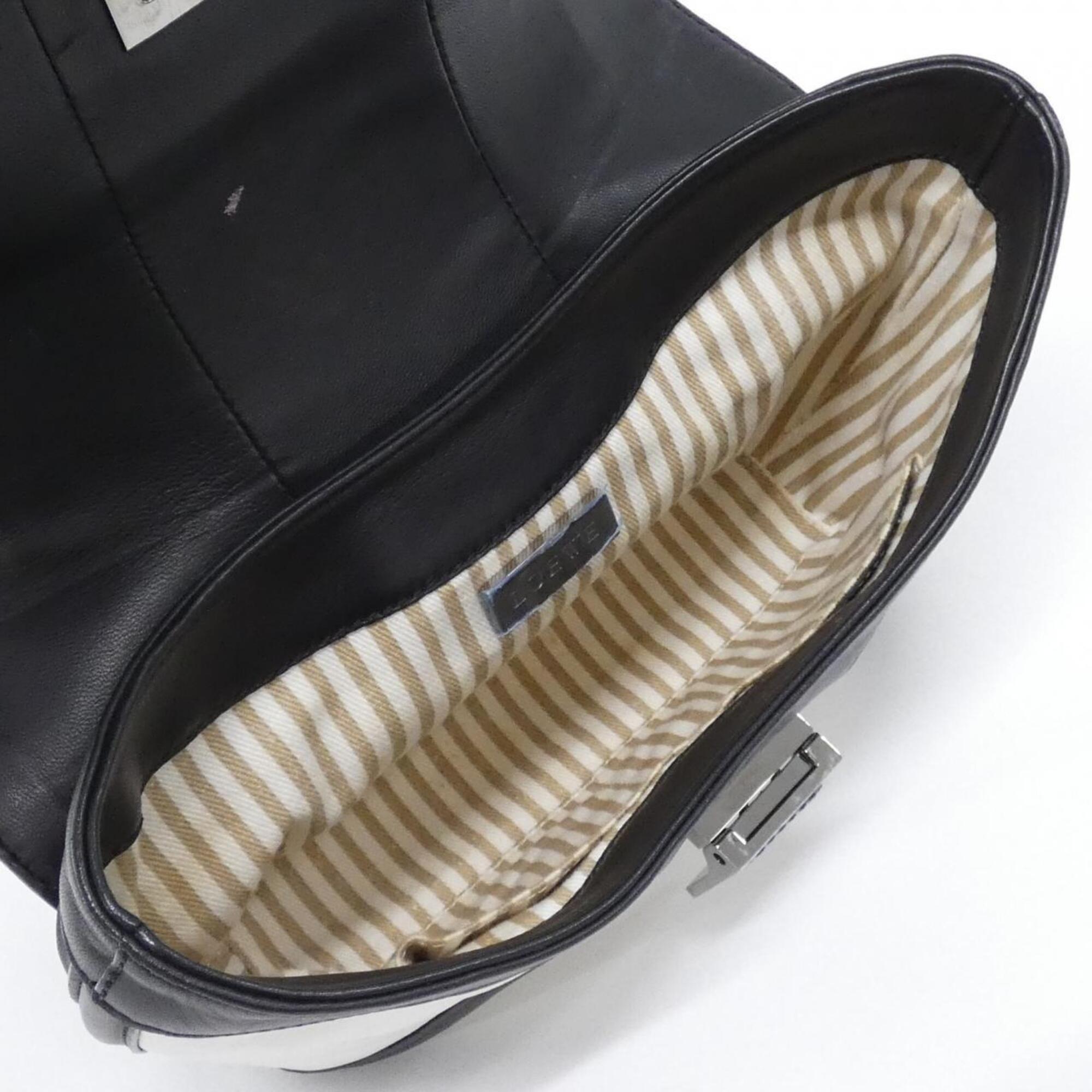 Loewe Black White Leather Handbag (Pre-Owned)