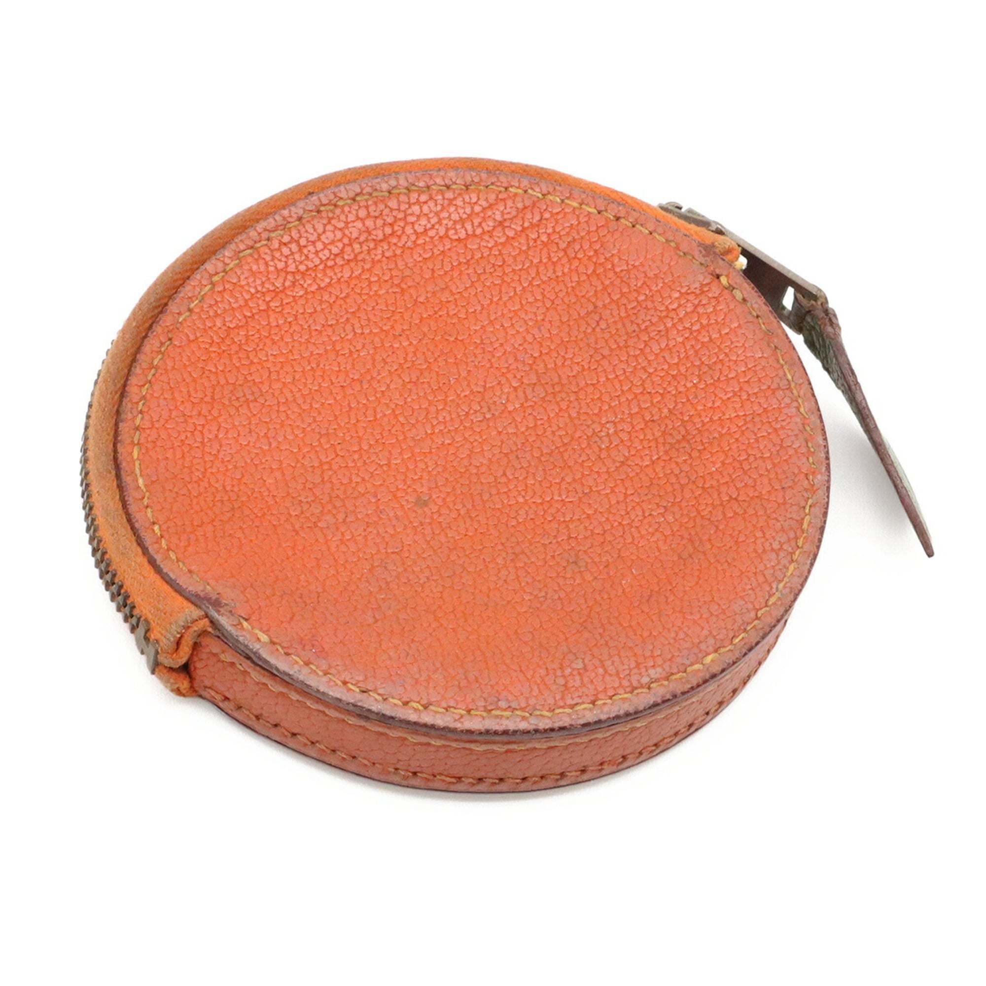 Hermes Green Orange Leather Coin Purse/Coin Case (Pre-Owned)