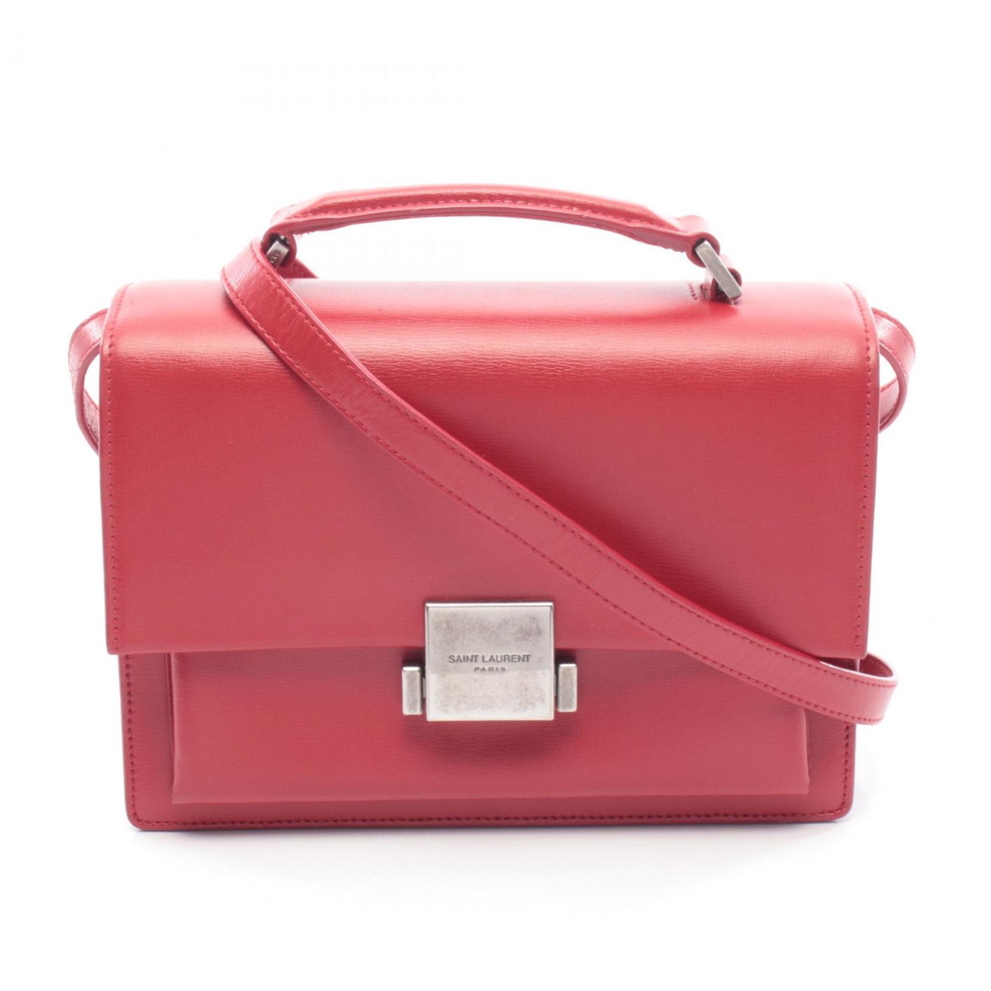 Yves Saint Laurent Red Color Leather Handbag Shoulder Bag (Pre-Owned)